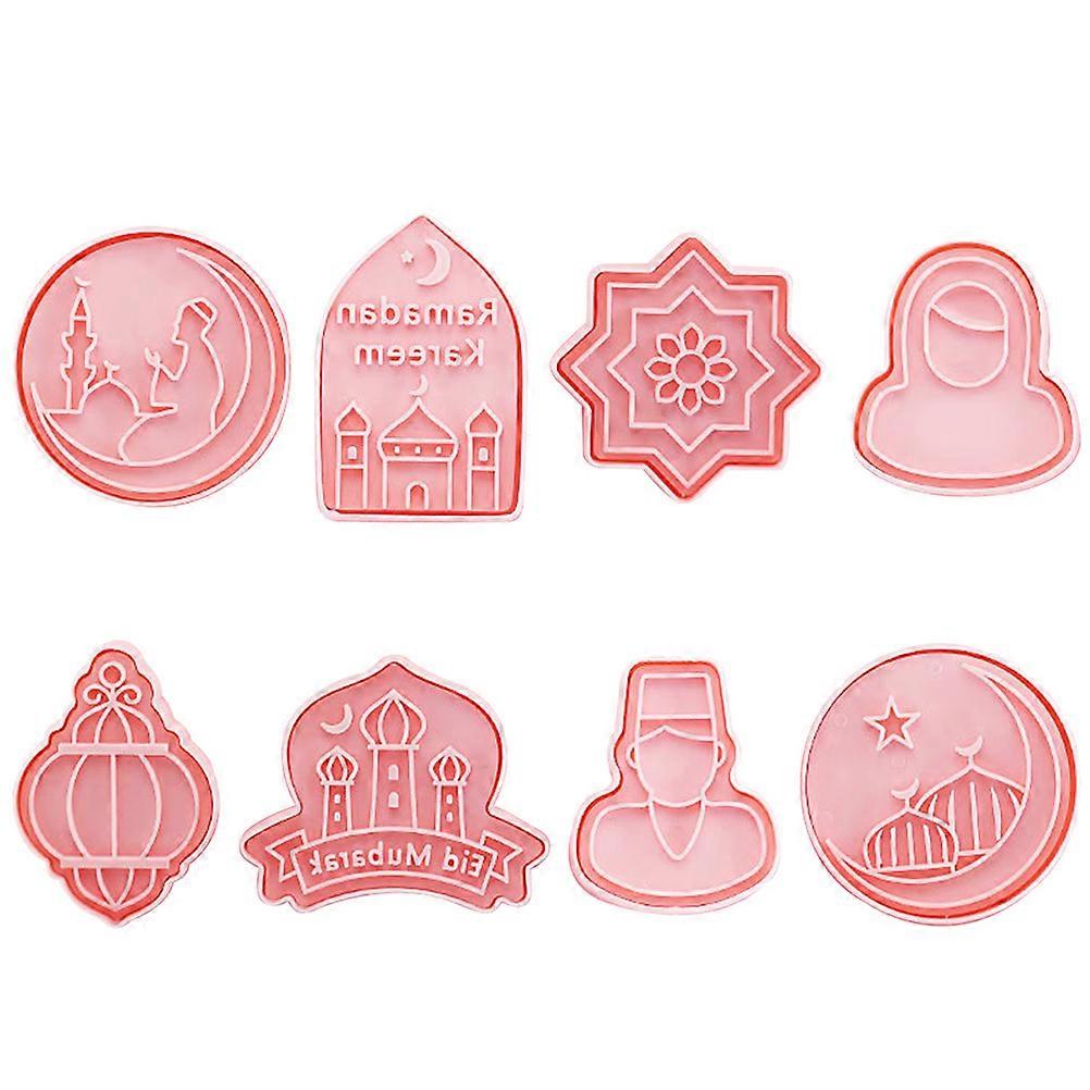 8Pcs DIY Baking Cookie Molds Ideal For Family Gatherings Various Shapes Non-Stick Easy Demoulding Pink Plastic