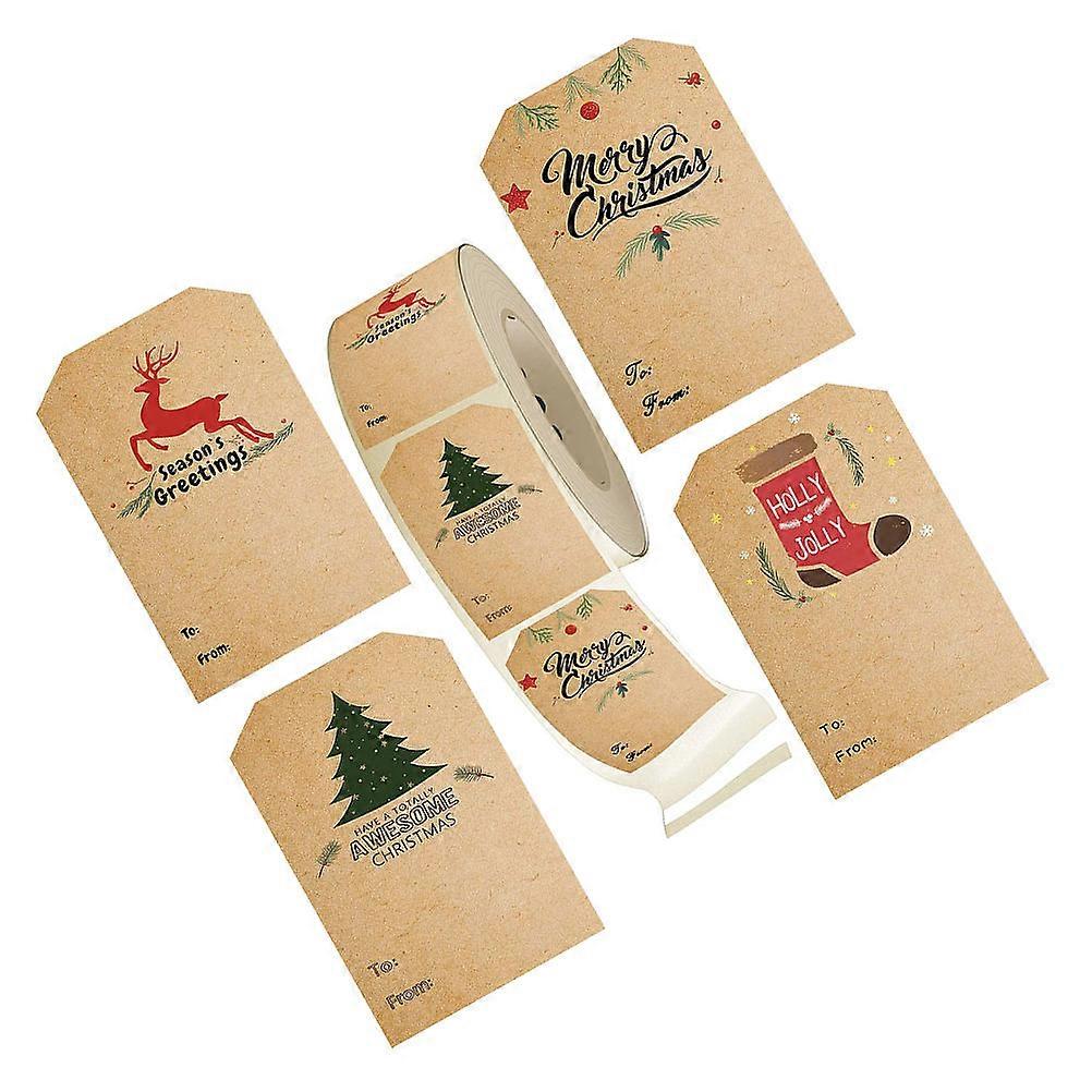 Christmas Decorative Stickers With Interesting Patterns For Holiday Decorations 7.5x7.5cm 1 Roll