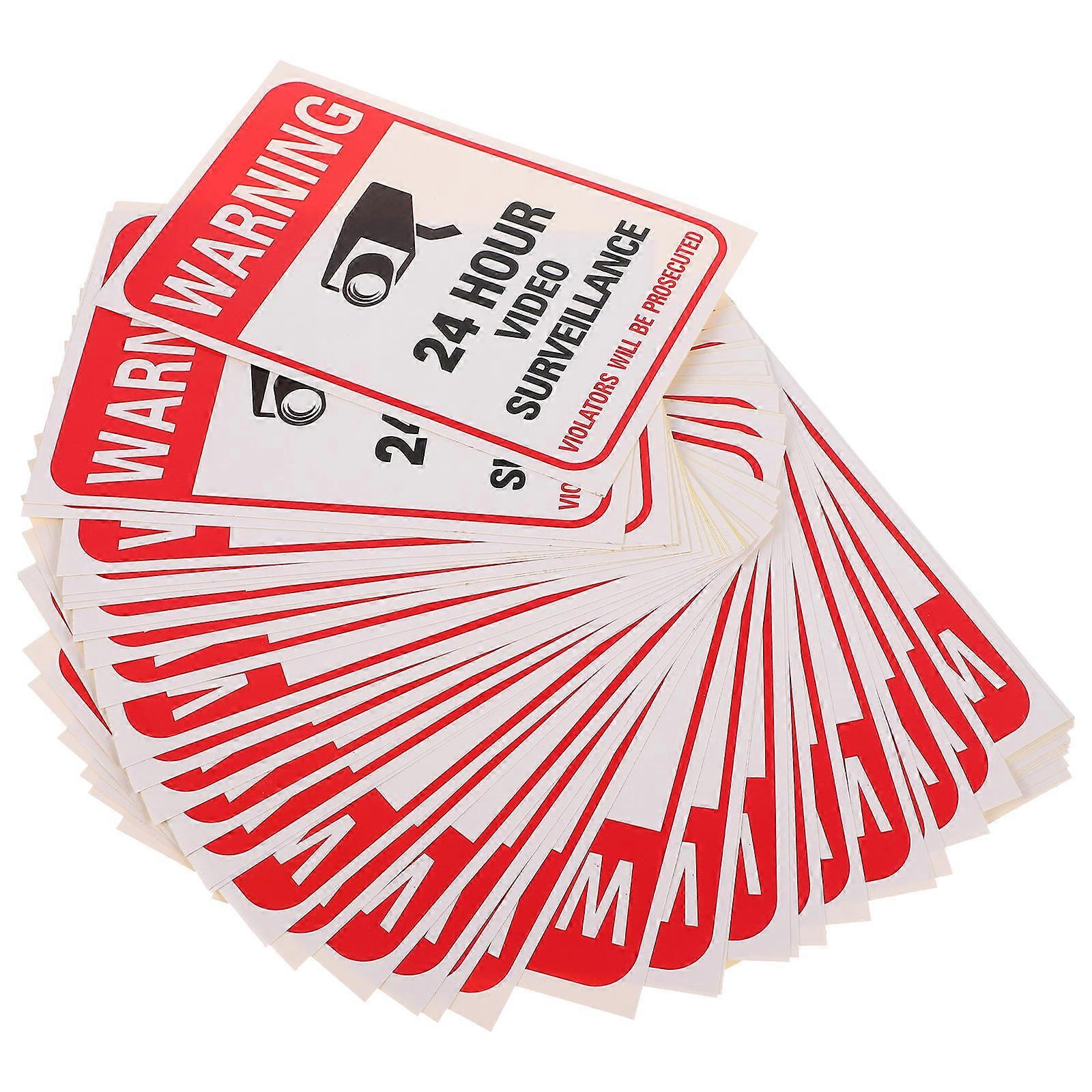 Security Camera Stickers 50 Sheets Self-adhesive Red Rectangle Design For Business Owners And Security Personnel