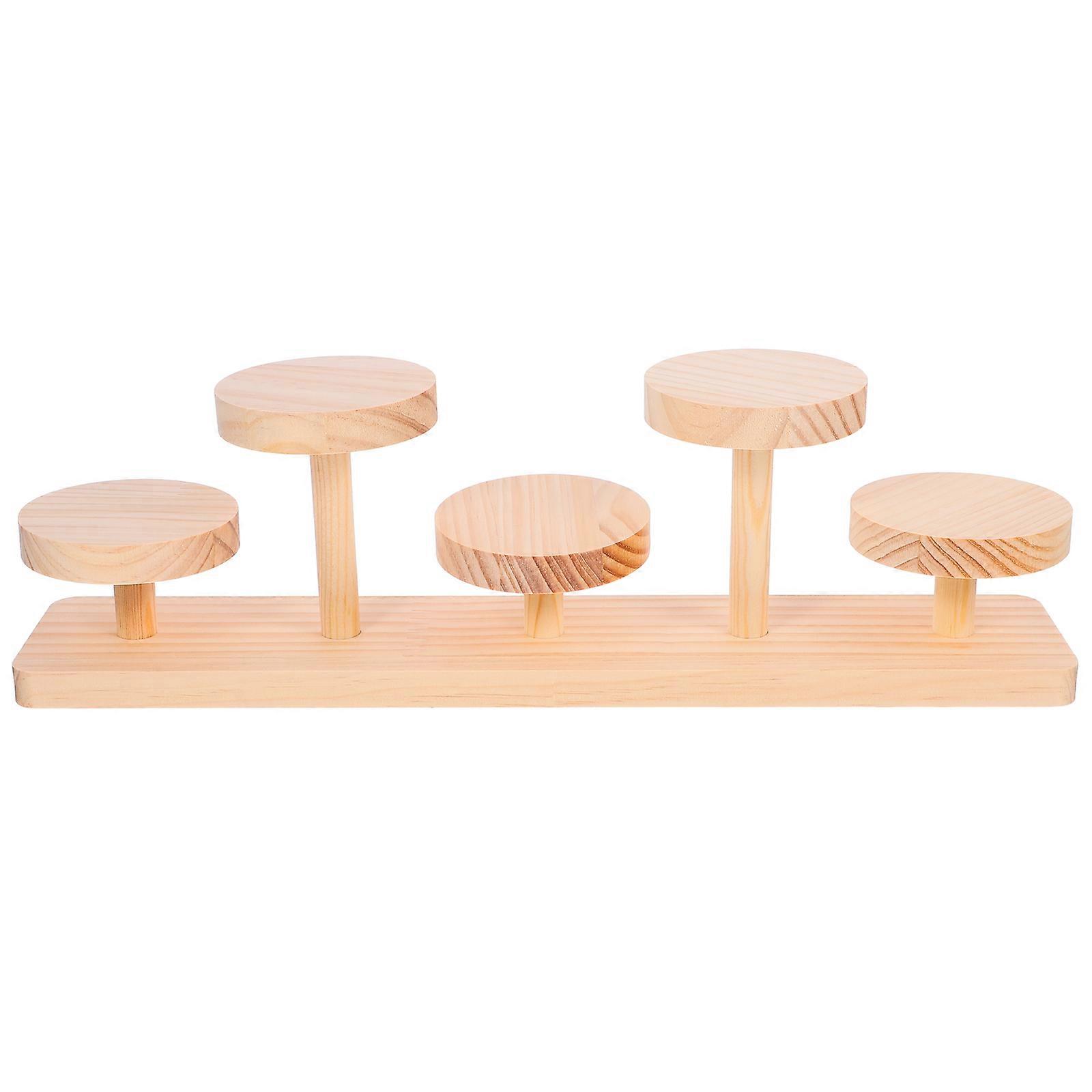 Wooden Display Stand for Home Beige Color Stair Design Easy to Assemble 6.5 x 4.3 Inches
