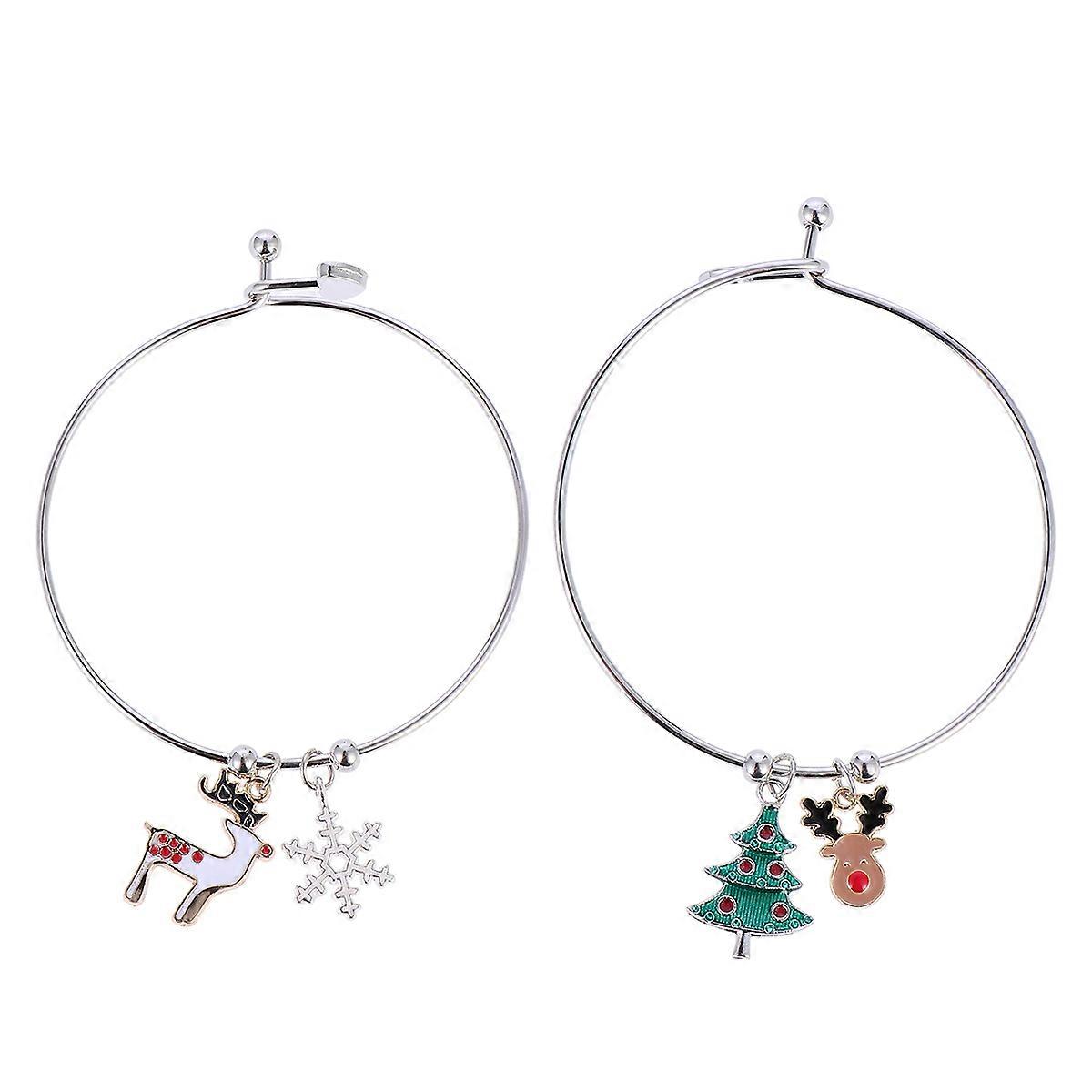Assorted Color Ladies Christmas Bracelet Decor With Fashionable Style Perfect For Party And Daily Use 2Set