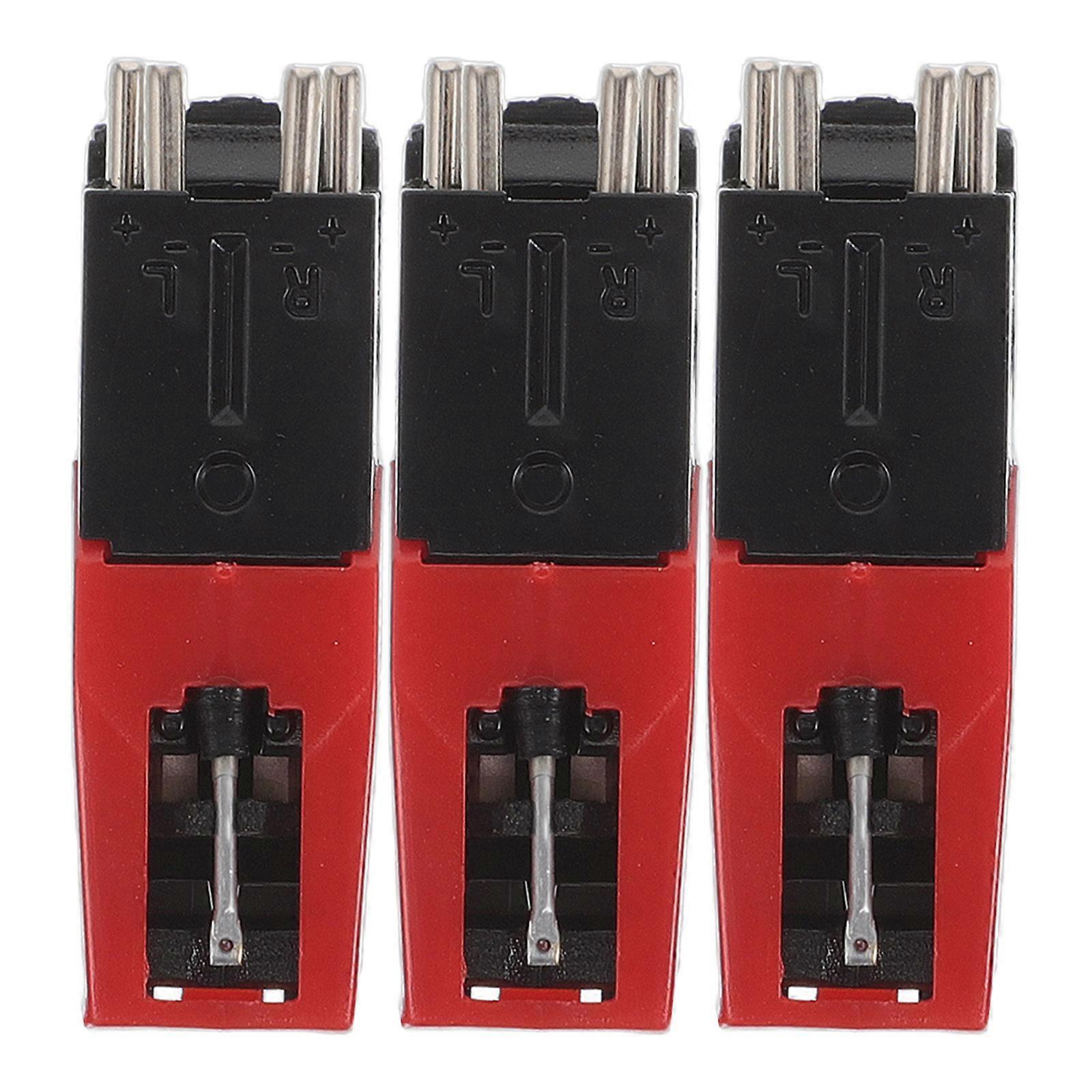 Turntable Cartridge Needle Replacement For Record Player Enthusiasts Compact Vintage Red 3pcs Providing Clear Sound Quality