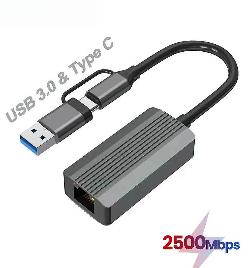 2500Mbps Ethernet Adapter 25G USB 30 & Type C to Rj45 Network Card for Laptop PC NAS Server Windows Mac OS Internet