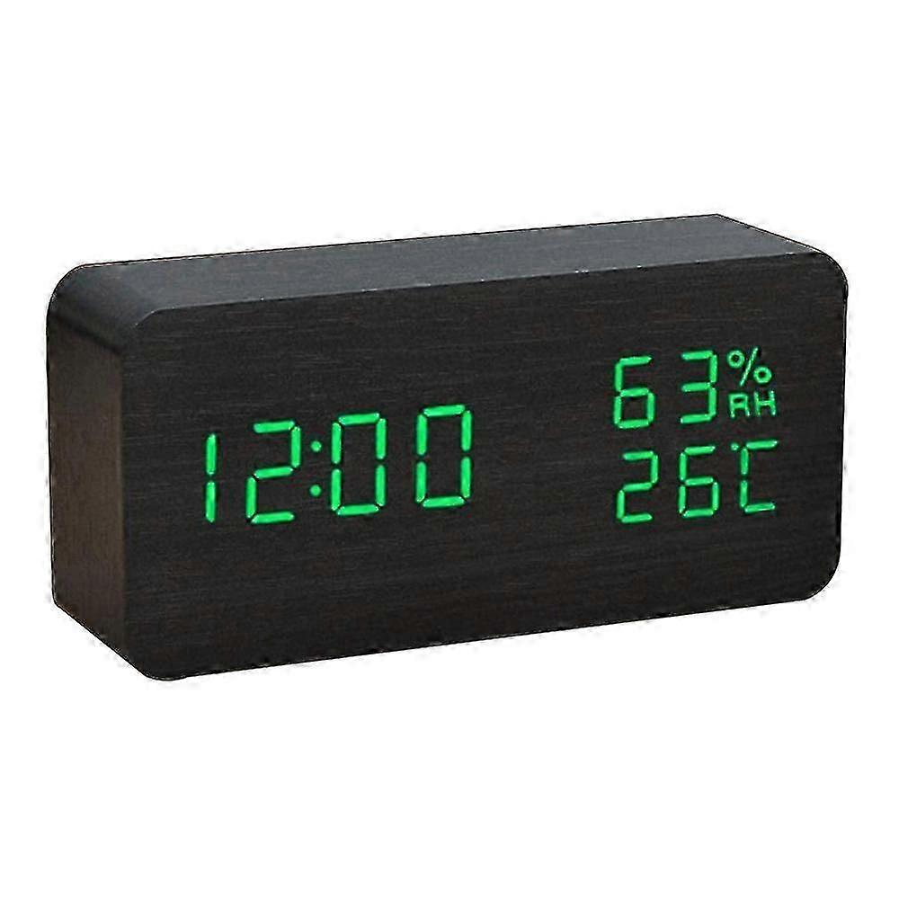 Digital Wooden Alarm Clock, With 3 Alarm Settings, Electronic Led Time Display, 3 Level Br
