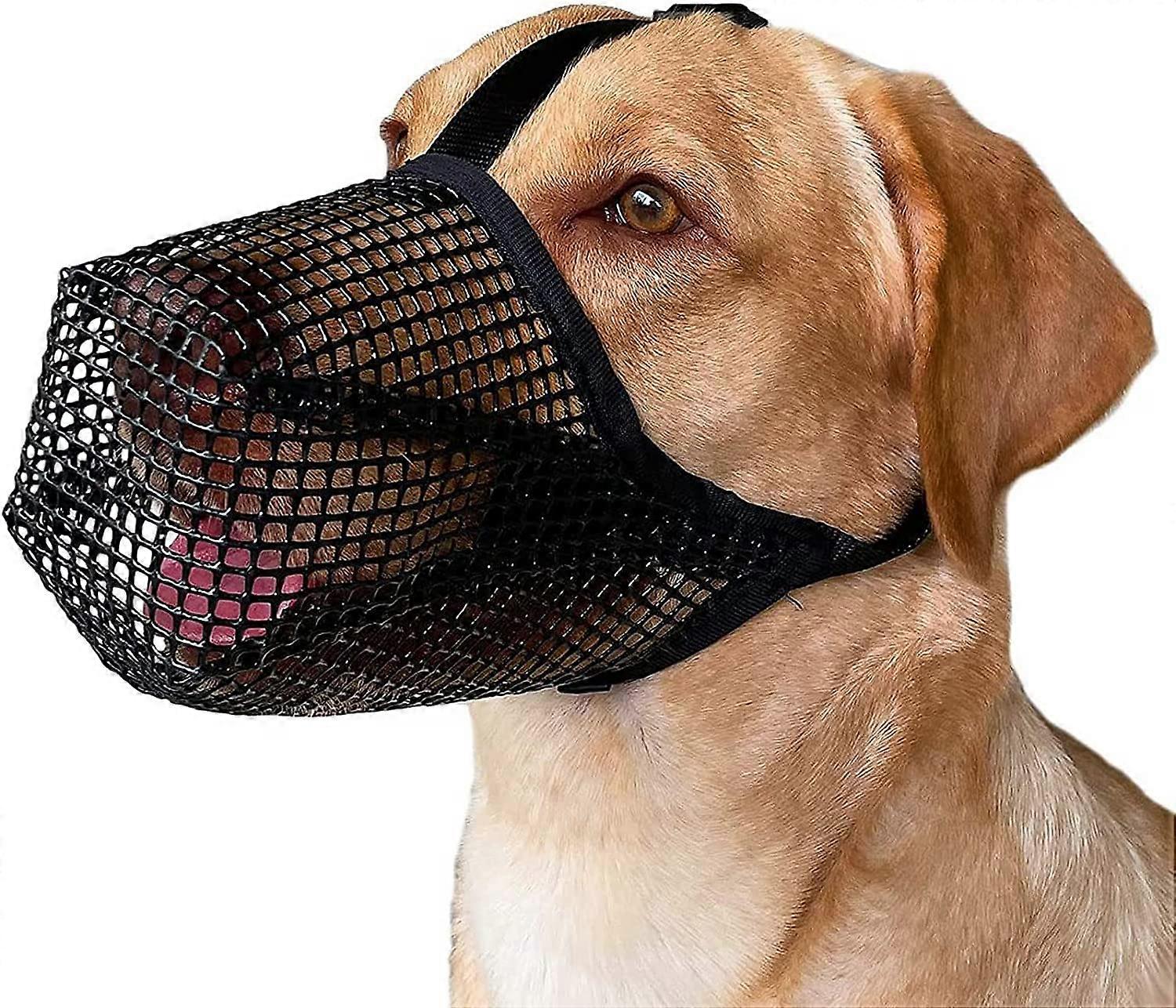 Muzzle for Dogs - Breathable Rounded Mesh Muzzle for Small, Medium, Large Dogs, Adjustable for Eating and Chewing, Size L