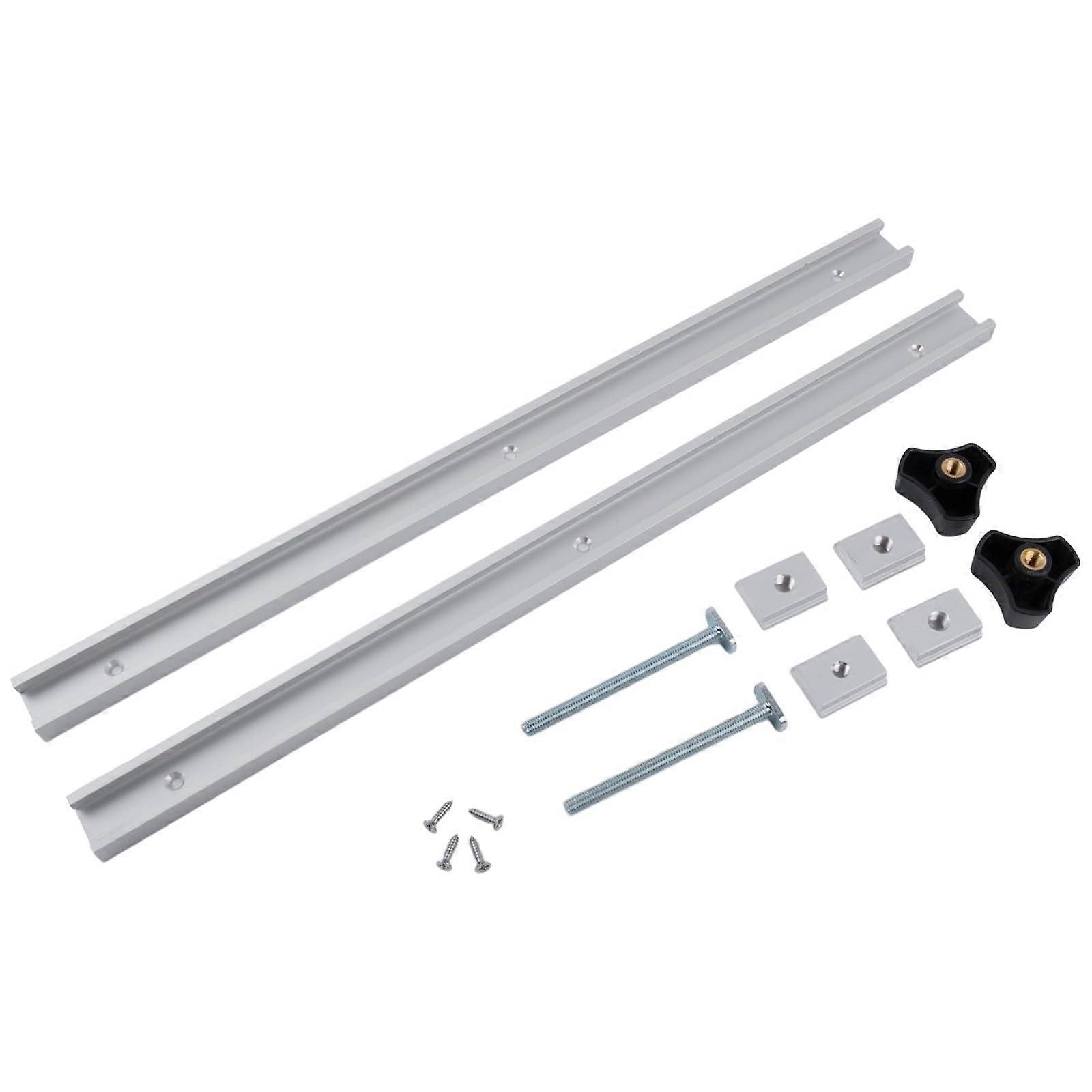 T-Slot Aluminum Alloy Rail With Pre-Drilled Holes, Includes Sliding Block And Handle, 500 Mm (20 In) For Woodworking