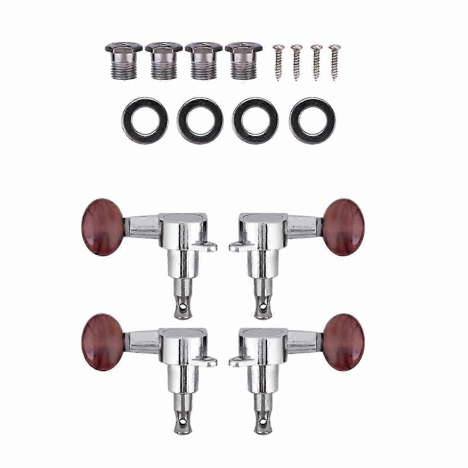 Silver Red Ukulele Tuning Pegs, Zinc Alloy Locking Machine Heads for String Instruments