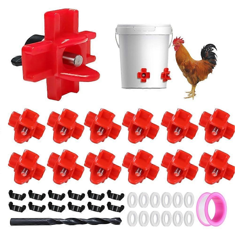 12Pcs Horizontal Chicken Waterer Nipples with Drill Bits,Leakproof Poultry Watering System for Chicken Coop,for Outdoor Ref: 4657