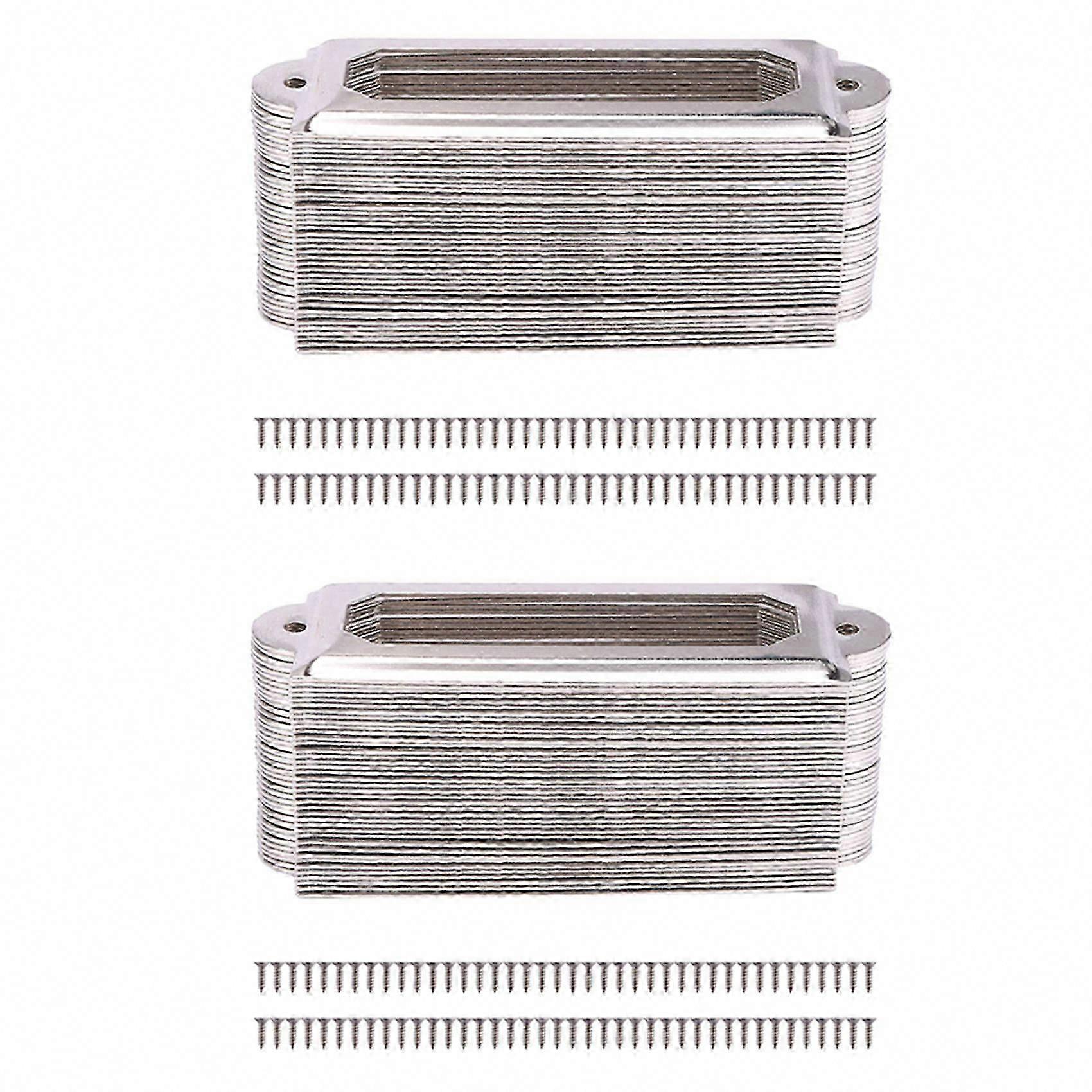 40-Pack Metal File Drawer Label Holders, Silver Card Tag Frames for Cabinets