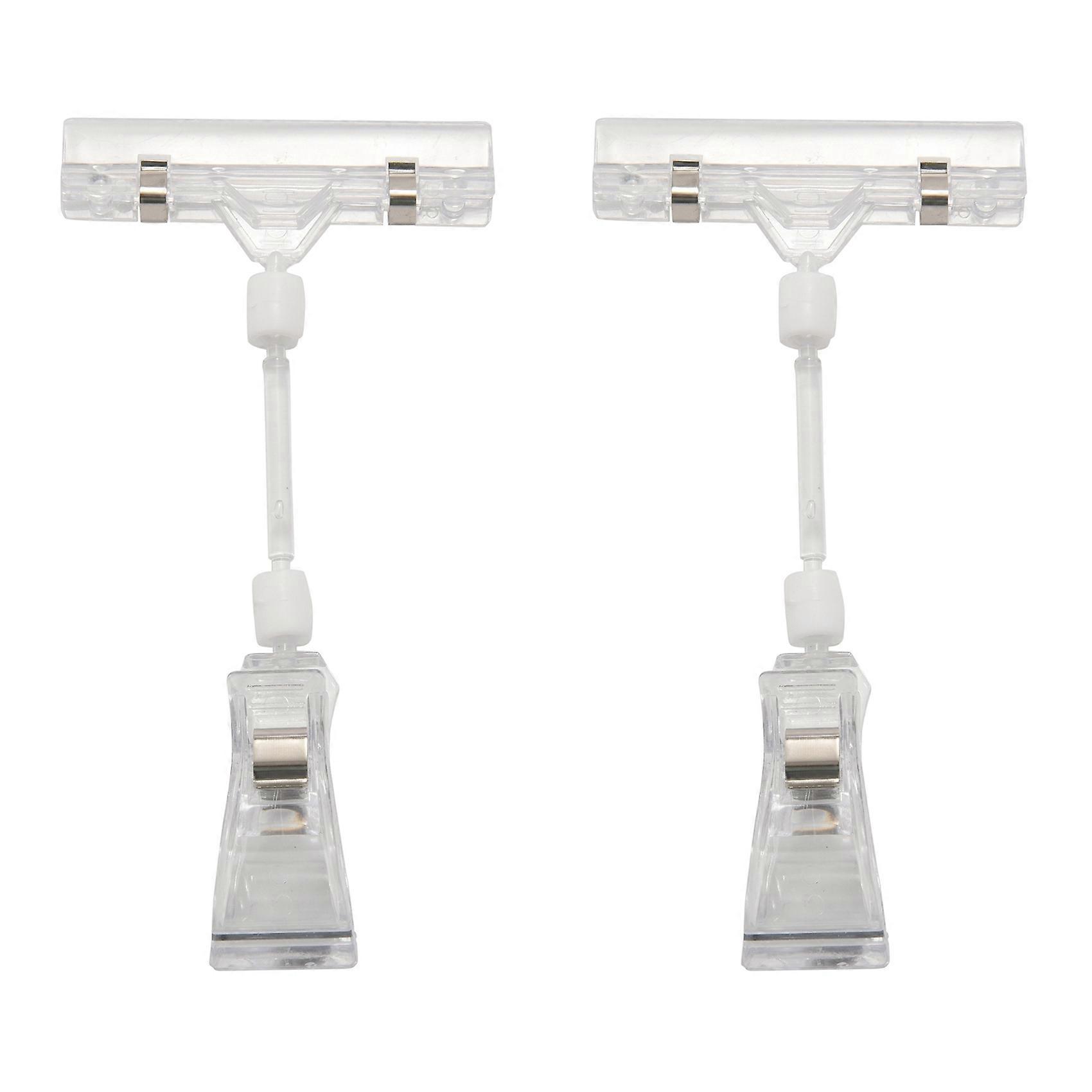 2X 6.5Inch Height Transparent Plastic Double Clips Adjustable Sign Card Display Holder