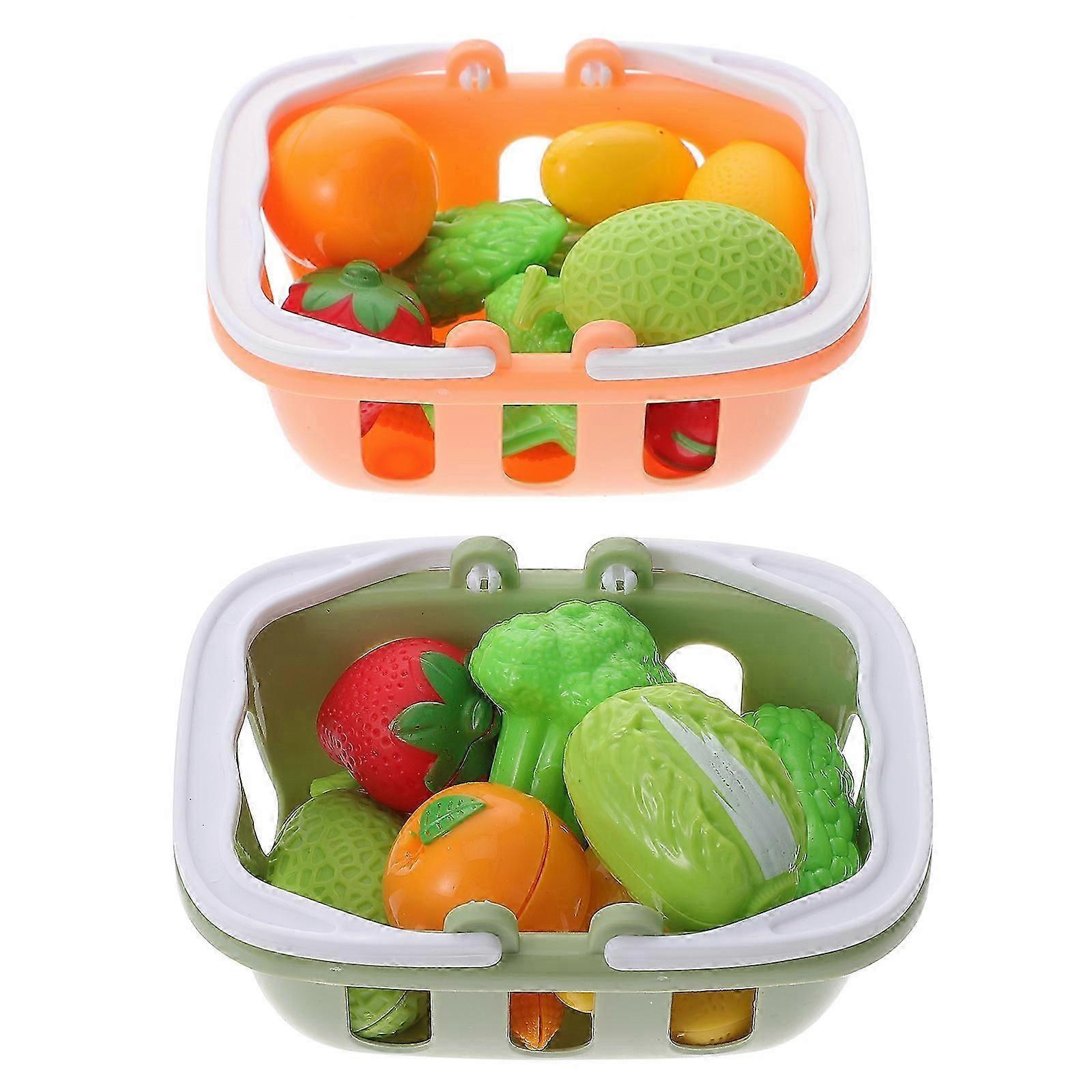 2 Sets Mini Shopping Baskets Dollhouse Basket with Artificial Vegetable Fruit