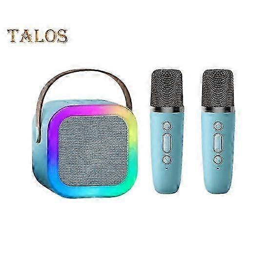 Mini Karaoke Machine with 2 Wireless Microphones Voice Changer Stereo Sound Portable Bluetooth-compatible Portable Speaker with Light