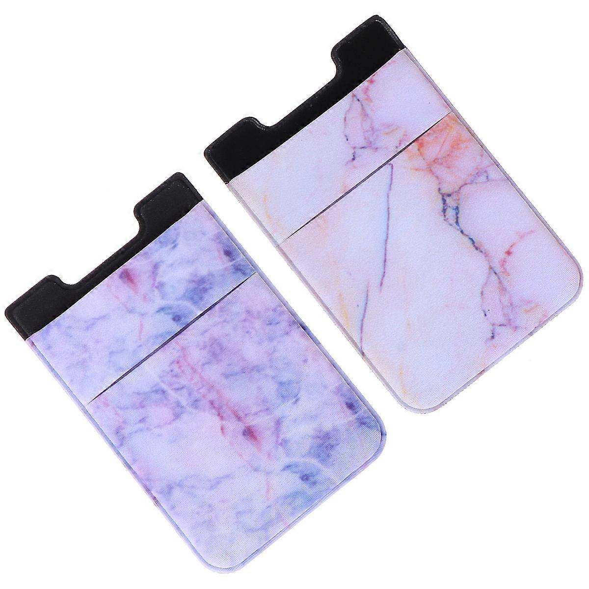 Marble Pattern Phone Back Pouch Polyester Material Rectangular Shape Travel Accessory For Men And Women 2Pcs