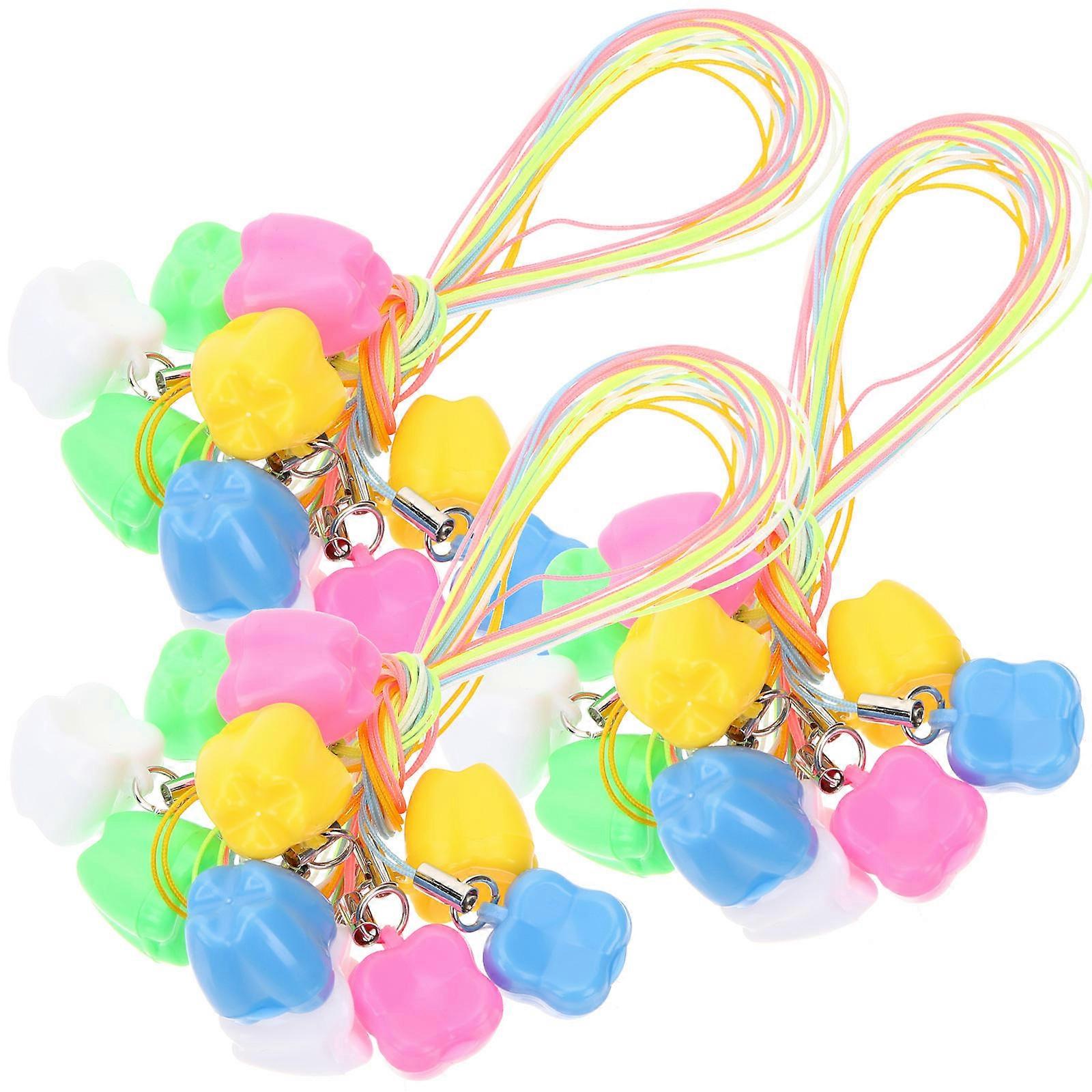 30 Pieces Colorful Plastic Tooth Necklaces Portable Hanging Holders for Storage