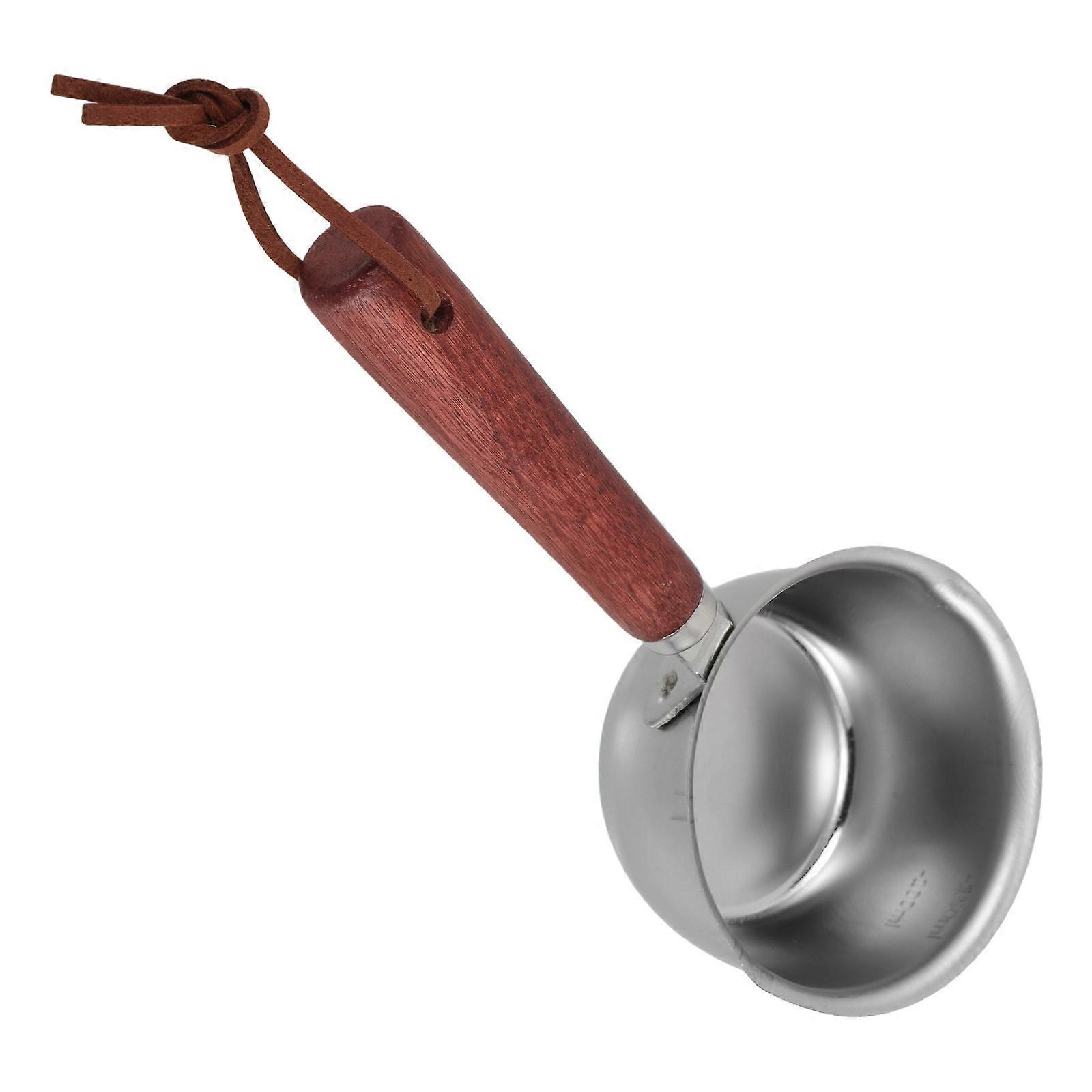 Stainless Steel Oil Pouring Pot with Wooden Handle for Home Use and Versatile 150ml