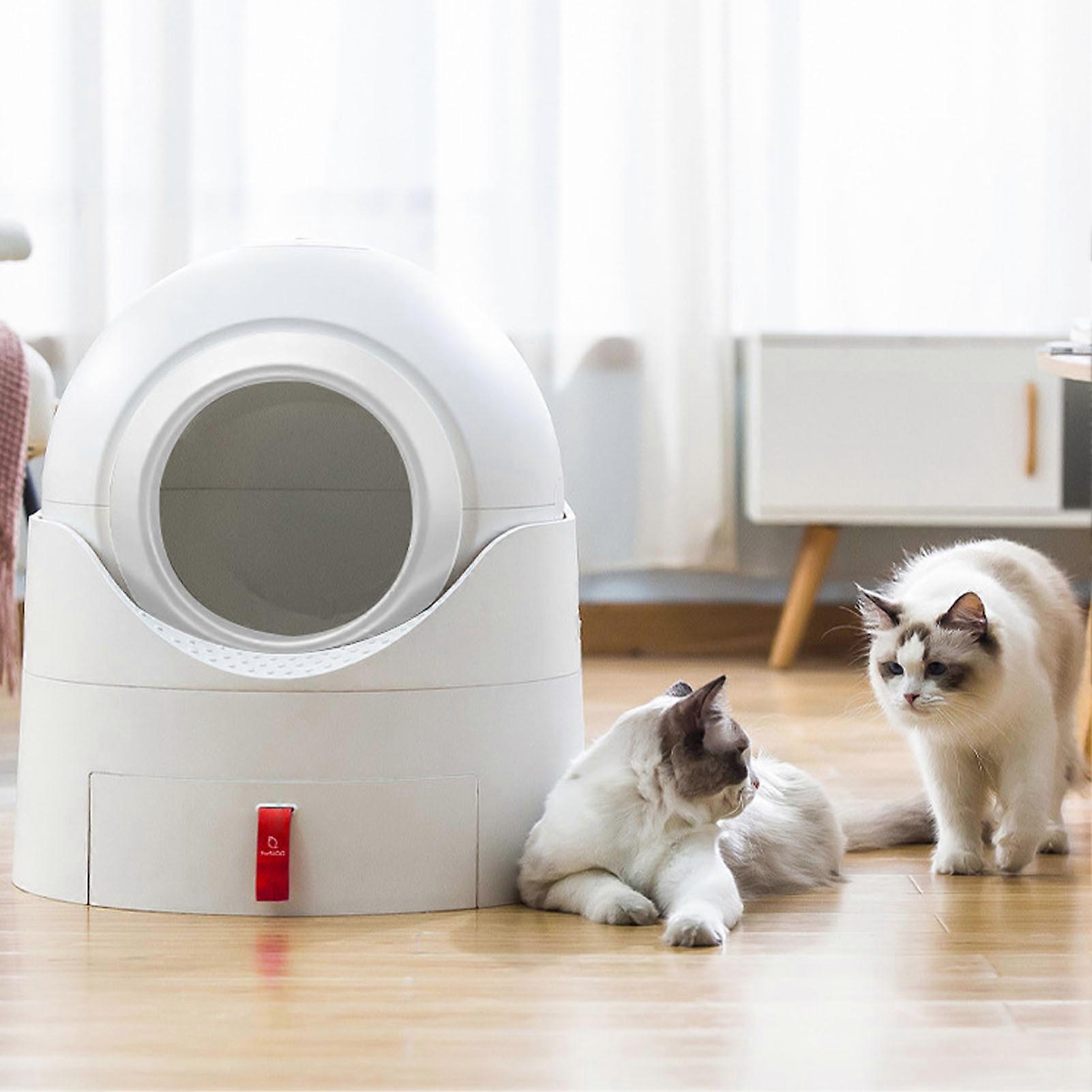 Semi Automatic Cat Toilet Box White Extra Large Odor Resistant Plastic