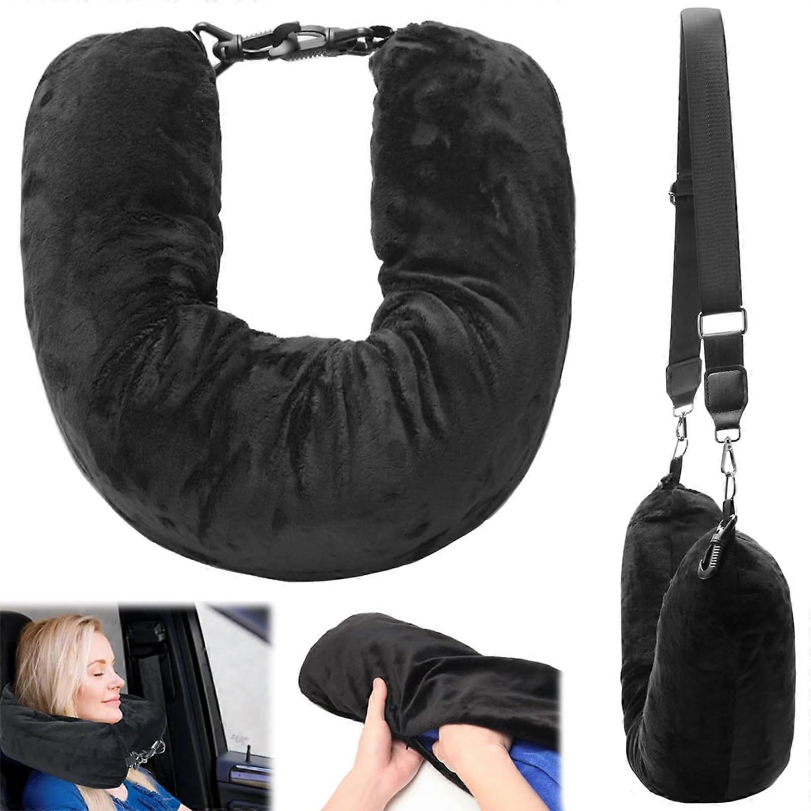 Stuffable Neck Pillow Travel U Shaped Adjustable Soft Stuff With Clothes Storage Bag Included Head Support