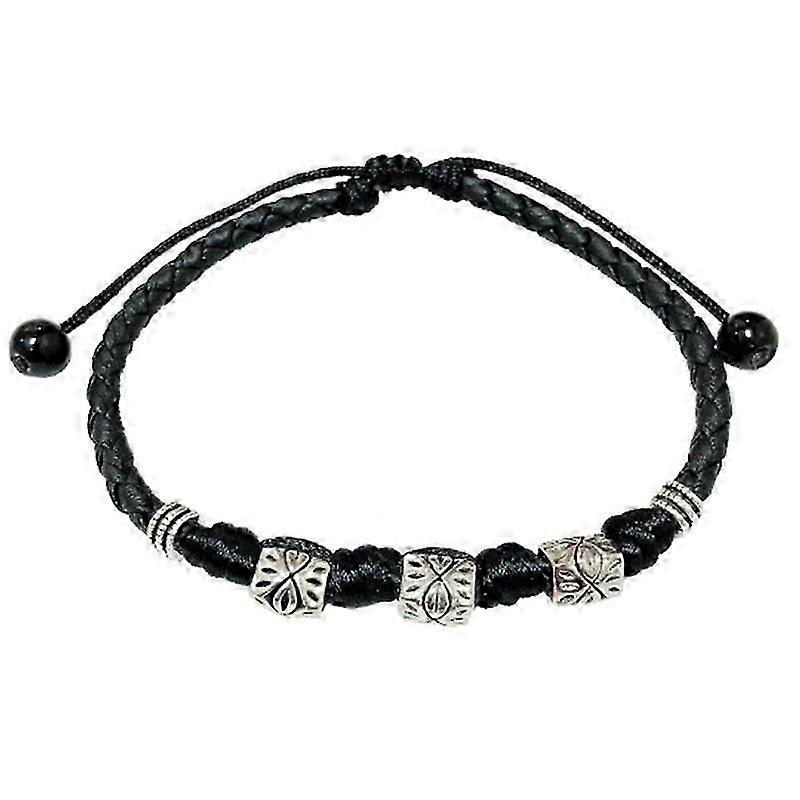 Handmade Adjustable Black Leather Anklet