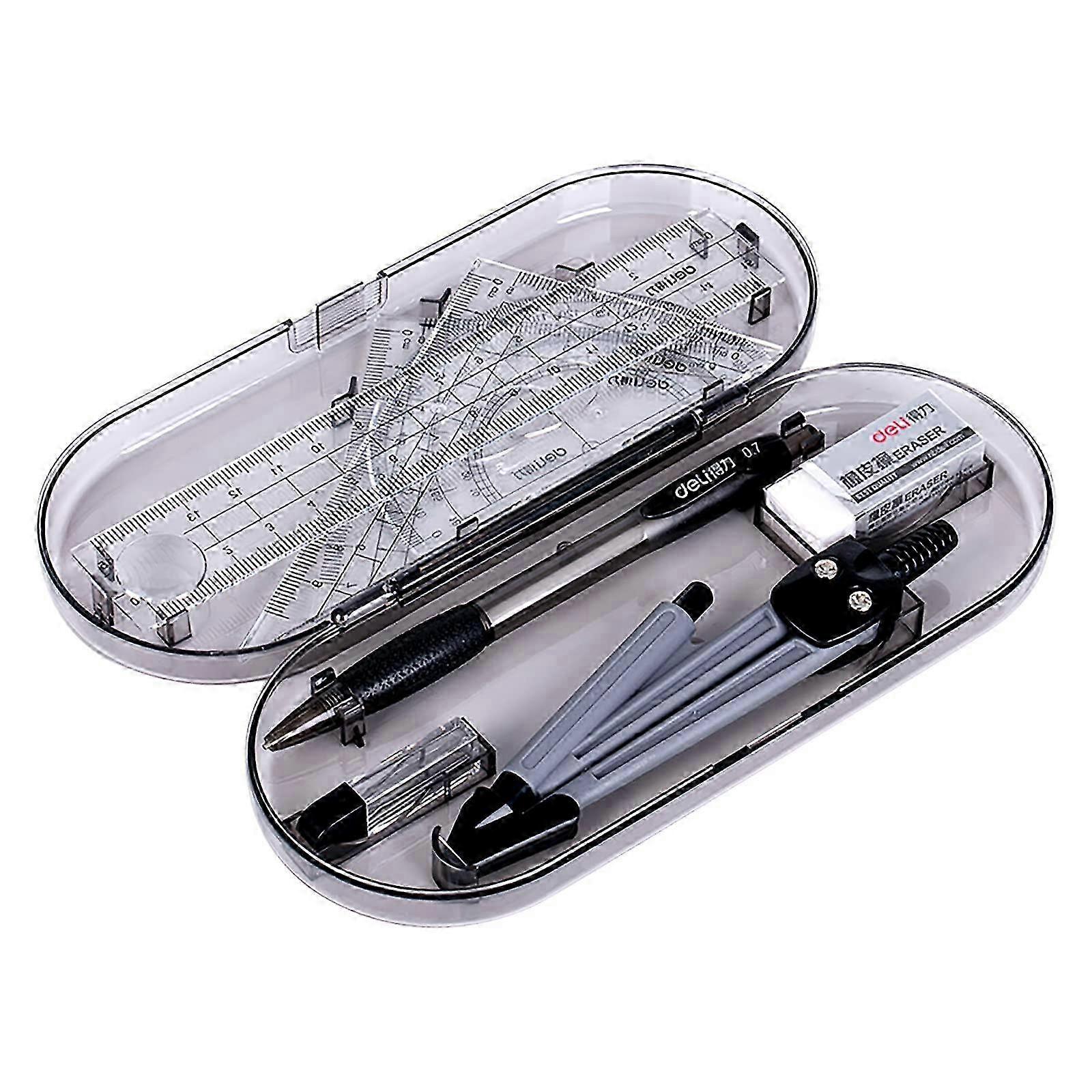 Compass and Protractor Set,8 Pcs Math Geometry Kit Set School Learning Tool