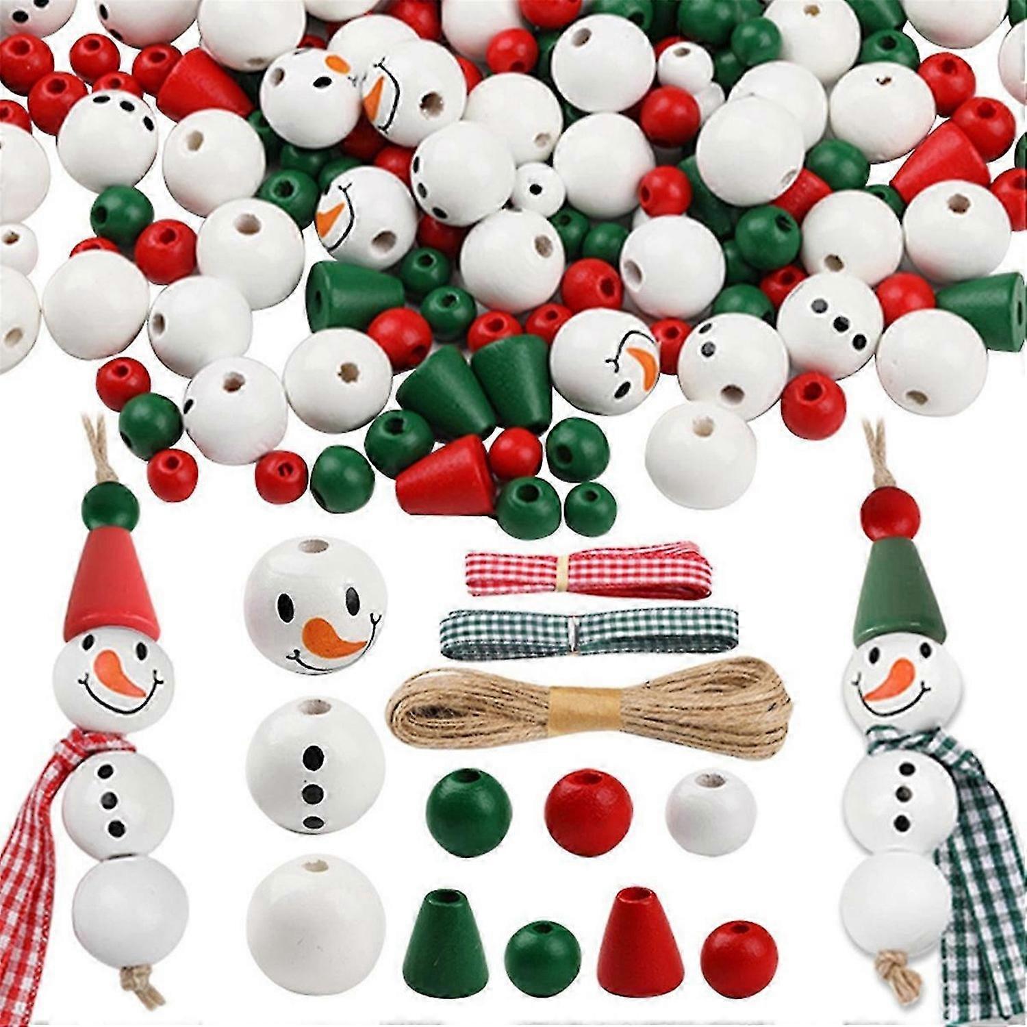 Weihnachts-Holzperlen Schneemann Holzperlen Weihnachtsperlen zum Basteln