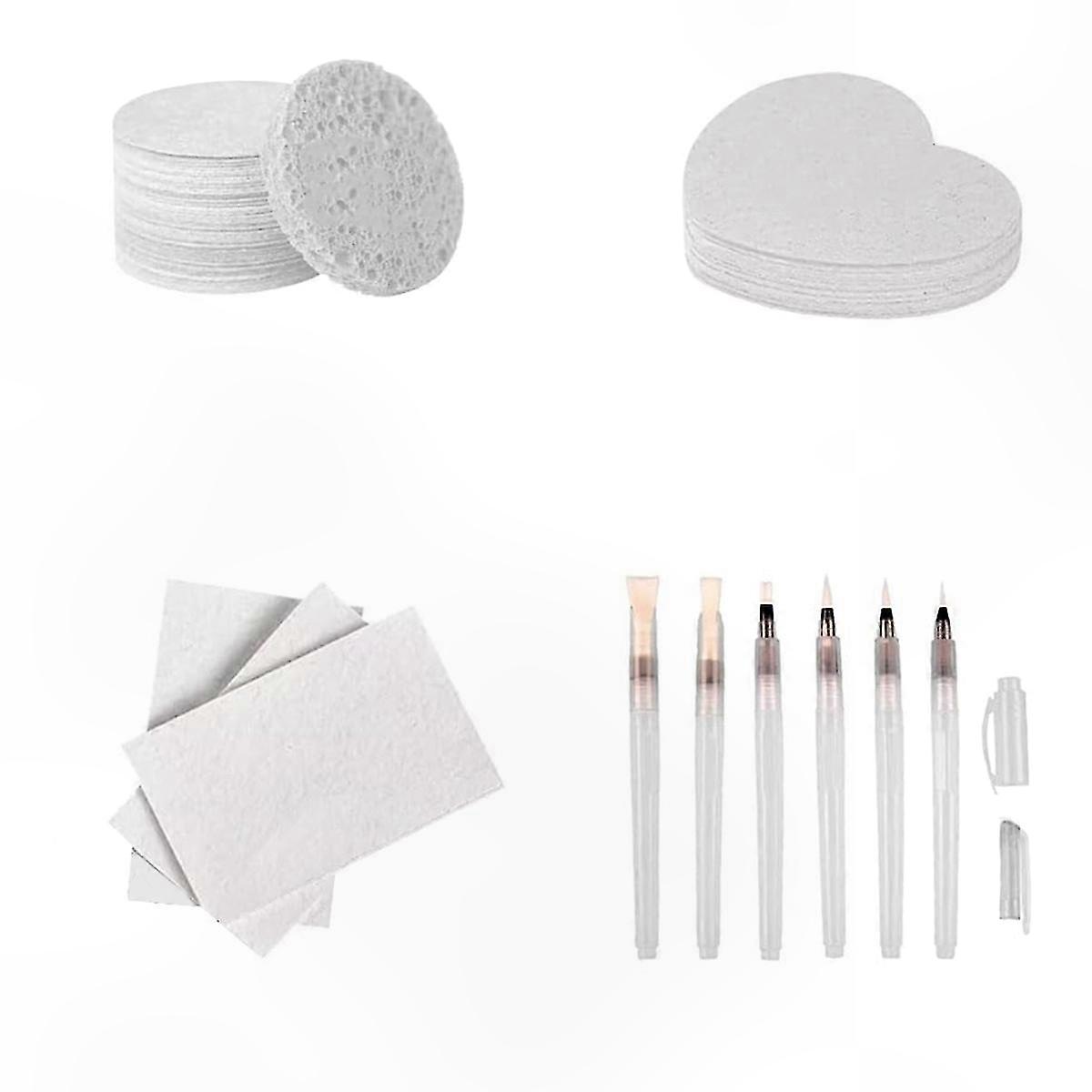 30-Pack 3D Art Canvas Sponge Sheets with Water Brush for Kids DIY Painting Projects