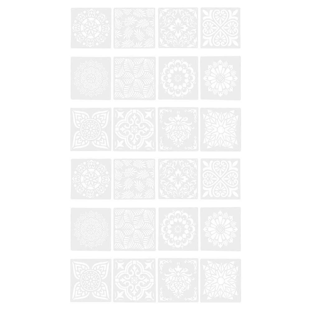 24pcs Painting Template Graffiti Drawing Tools Flower Pattern Painting Stencil