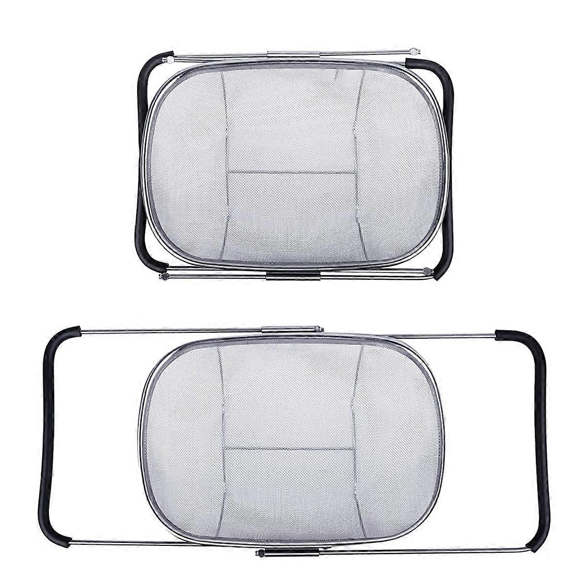 Telescopic Rice Drain Basket Large Sink Colander Stainless Steel Fine Mesh Colander Basket with Telescopic Rubber Handle