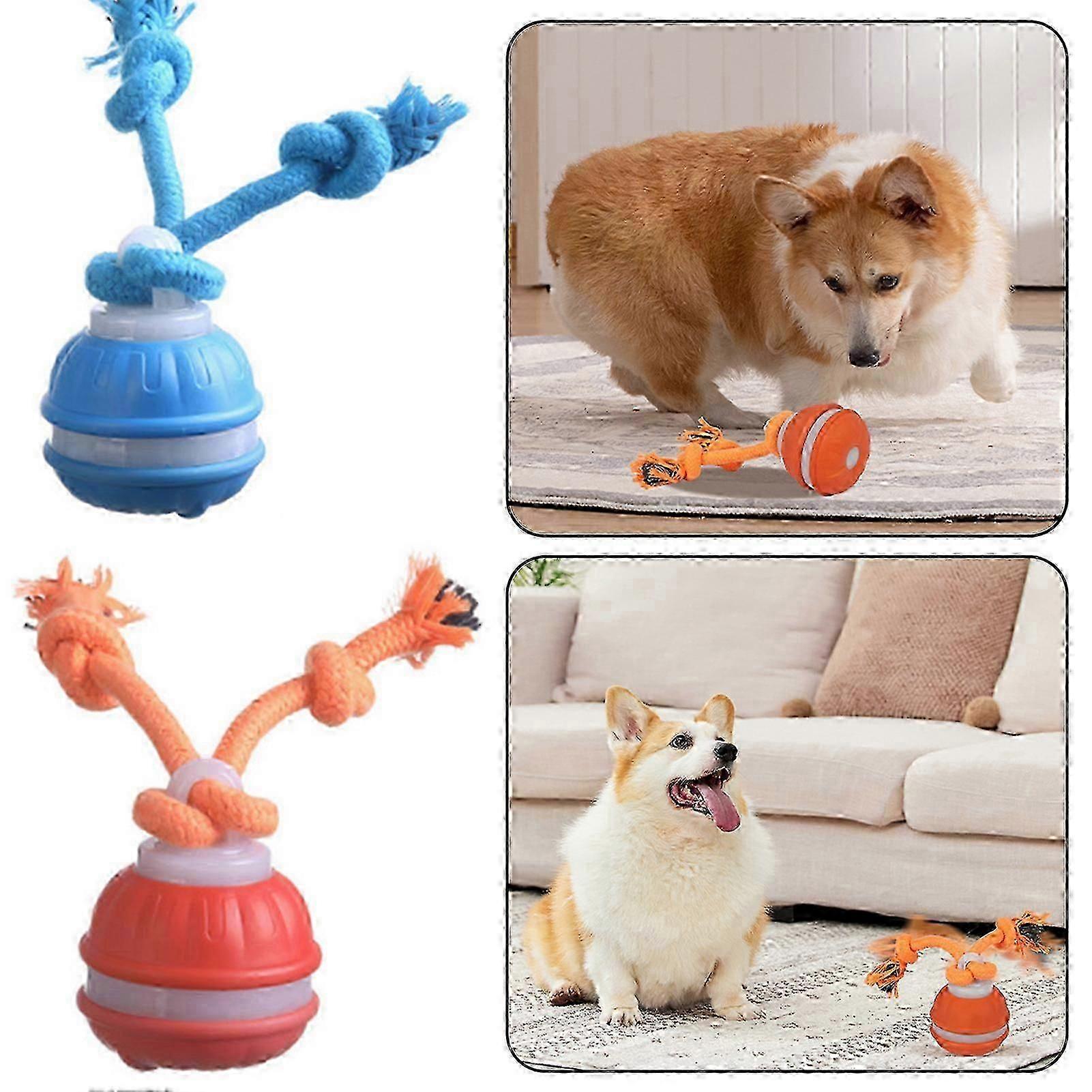 2025 Upgrade Smart Interactive Dog Toys Ball, Squeaky Toy Electric Automatic Rolling Moving Pet Toy Balls with Rope 2025