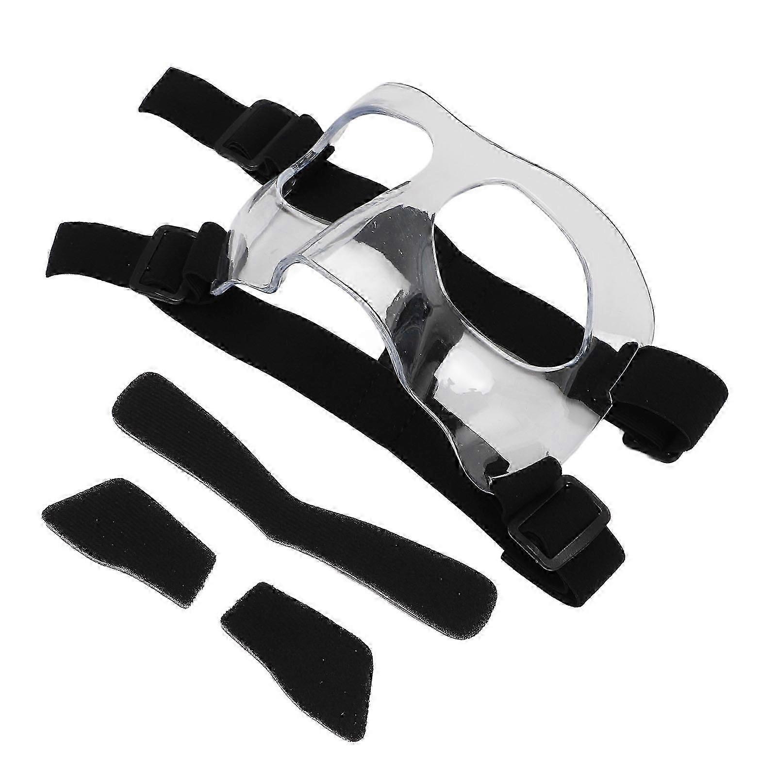 حارس الوجه الرياضي قابل للتعديل واقي الأنف الشفاف كامل الإطار لكرة السلة لكرة السلة لكرة القدم رياضات مع 3 قطع حشوة رغوة