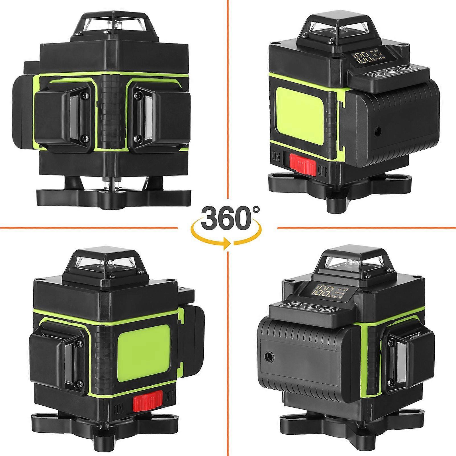 Multifunctional 16 Lines Level Tool Vertical Horizontal Line with Self-leveling Function with 1.2M 3-Heights Adjustable Alloy Extension Bar