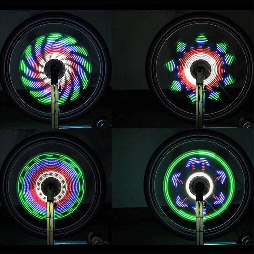 64 LEDs Bicycle Wheel Lights High Resolution Bike Spoke Wheel Light Programmable Motor RGB Display Rechargeable Bicycle Wheel Hub Lamp
