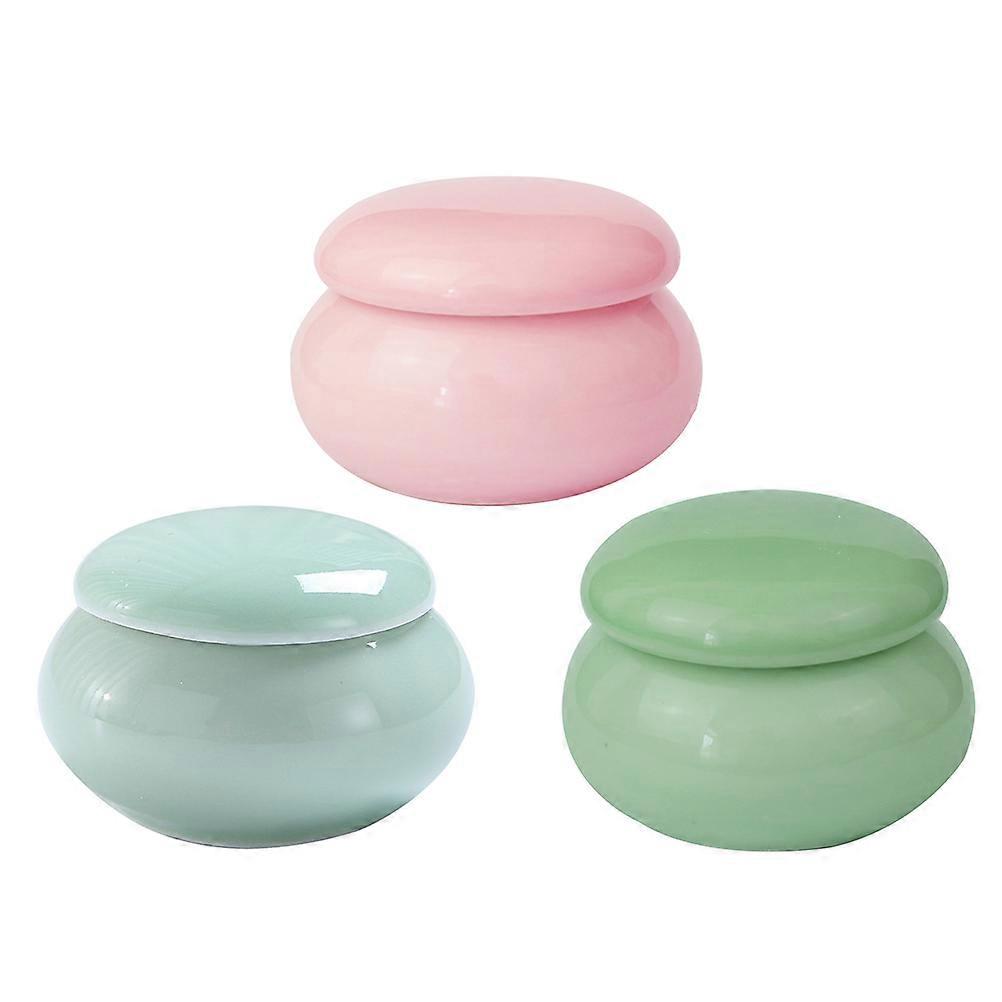 Rouge Storage Box Multipurpose Cosmetics Jar for Storage 3Pcs Ceramic Jars