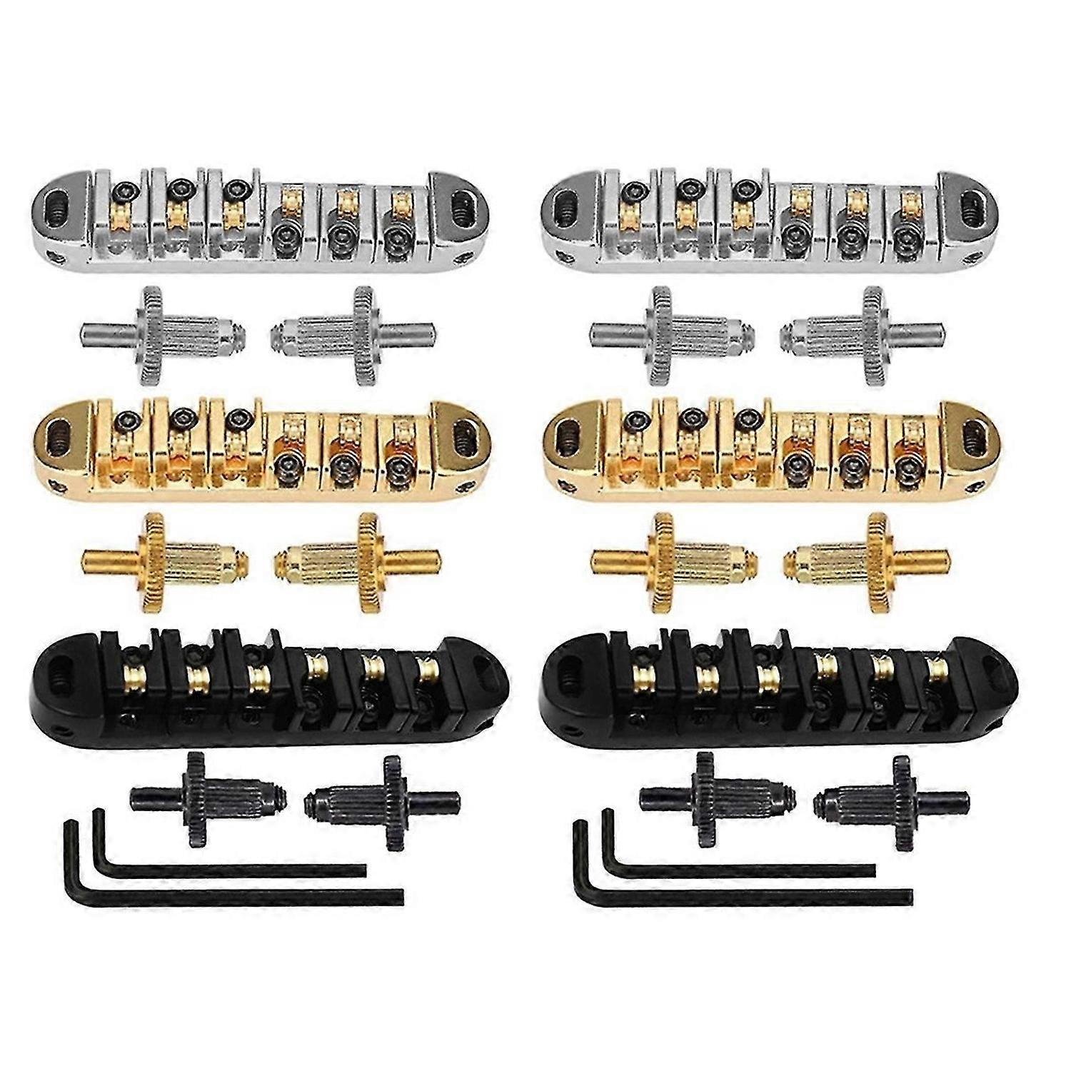 3Set Electric Guitar Rollers Saddle Bridge Tune O- Studs and Hex Wrench Set for LP Les Guitar Replac