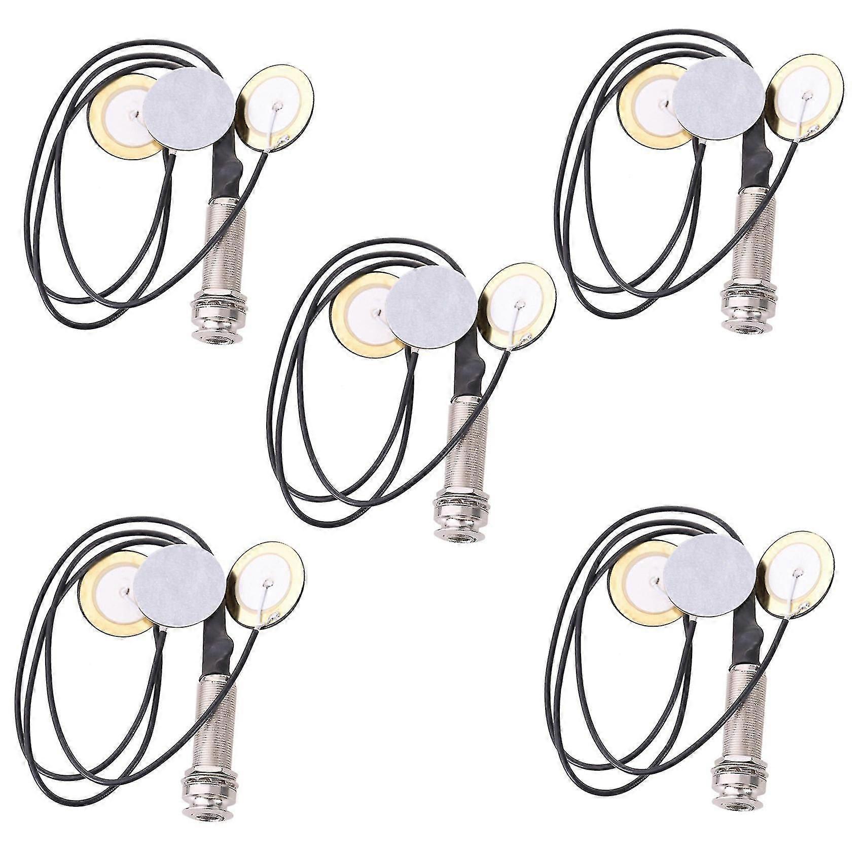 5x Piezo Contact Microphone 3 Transducer Pickups With End Pin Jack For Kalimba
