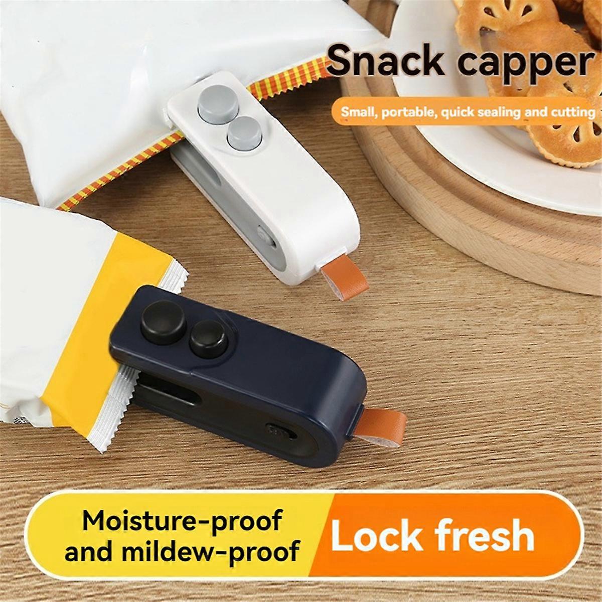 2 in 1 Mini Bag Sealer USB Rechargeable Chip Bag Sealer Navy Blue