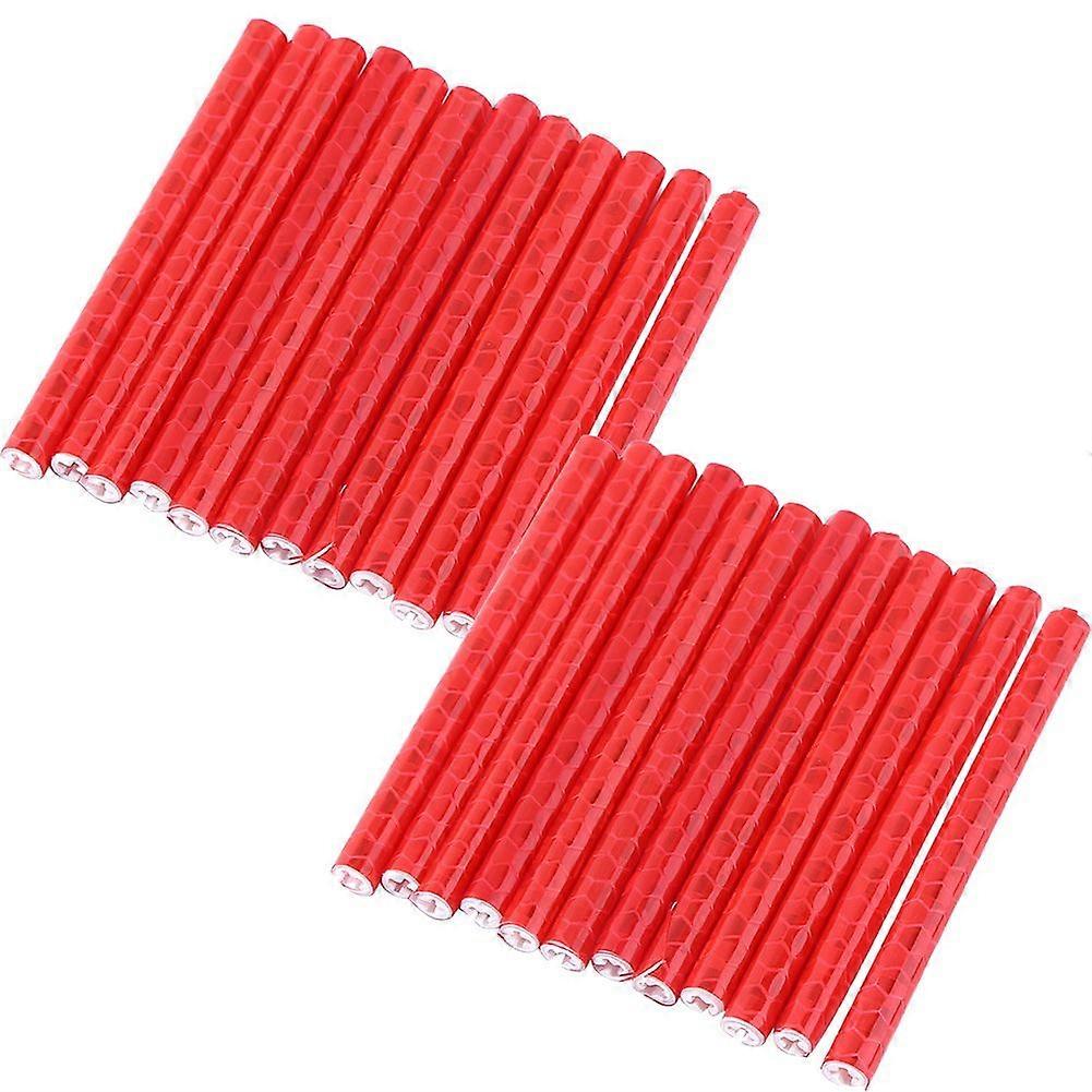 24pcs Bicycle Wheel Reflective Mount Clip Tube Warning Strips(red)