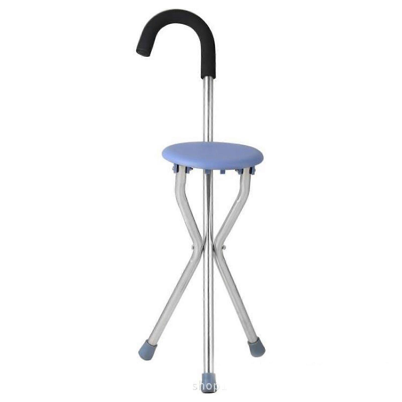 Foldable Cane Holder Thickened Stainless Steel Pipe Soft Sponge Portable Walking Cane with Seating for Outdoor