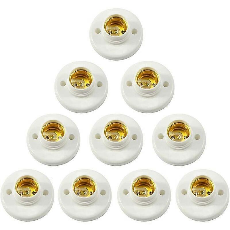 E27 Lamp Holder Plastic Screw Socket Wall Mount LED Lamp Base Converter Holder for E27 Bulb Plastic Round Screw Socket for Bulb Socket 10pcs