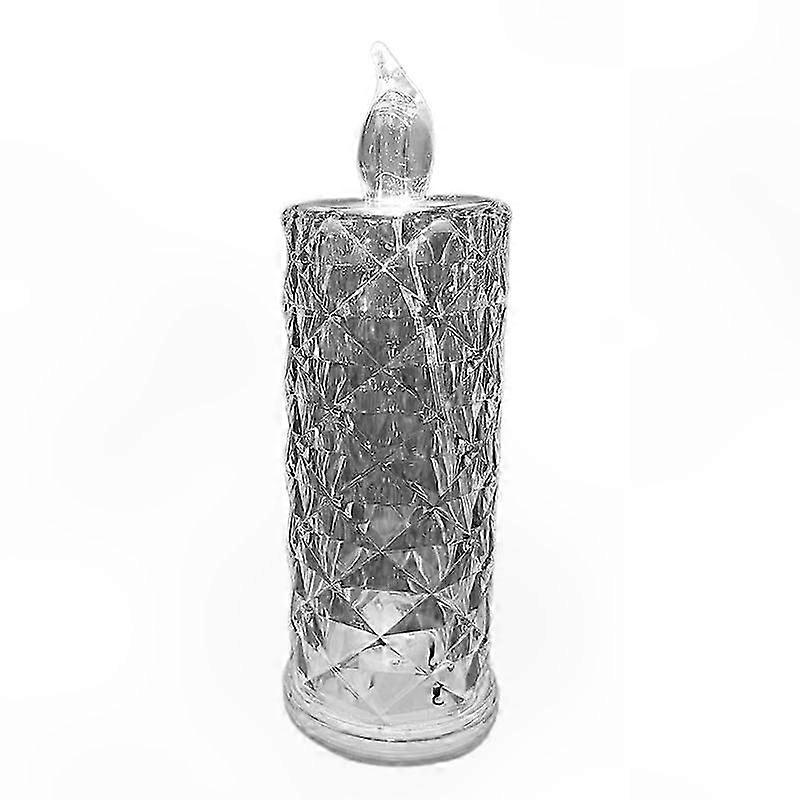 Rose Pattern Projector LED Candle with Faux Crystal Design for Home Decor Night Light Flameless Lighting Solution