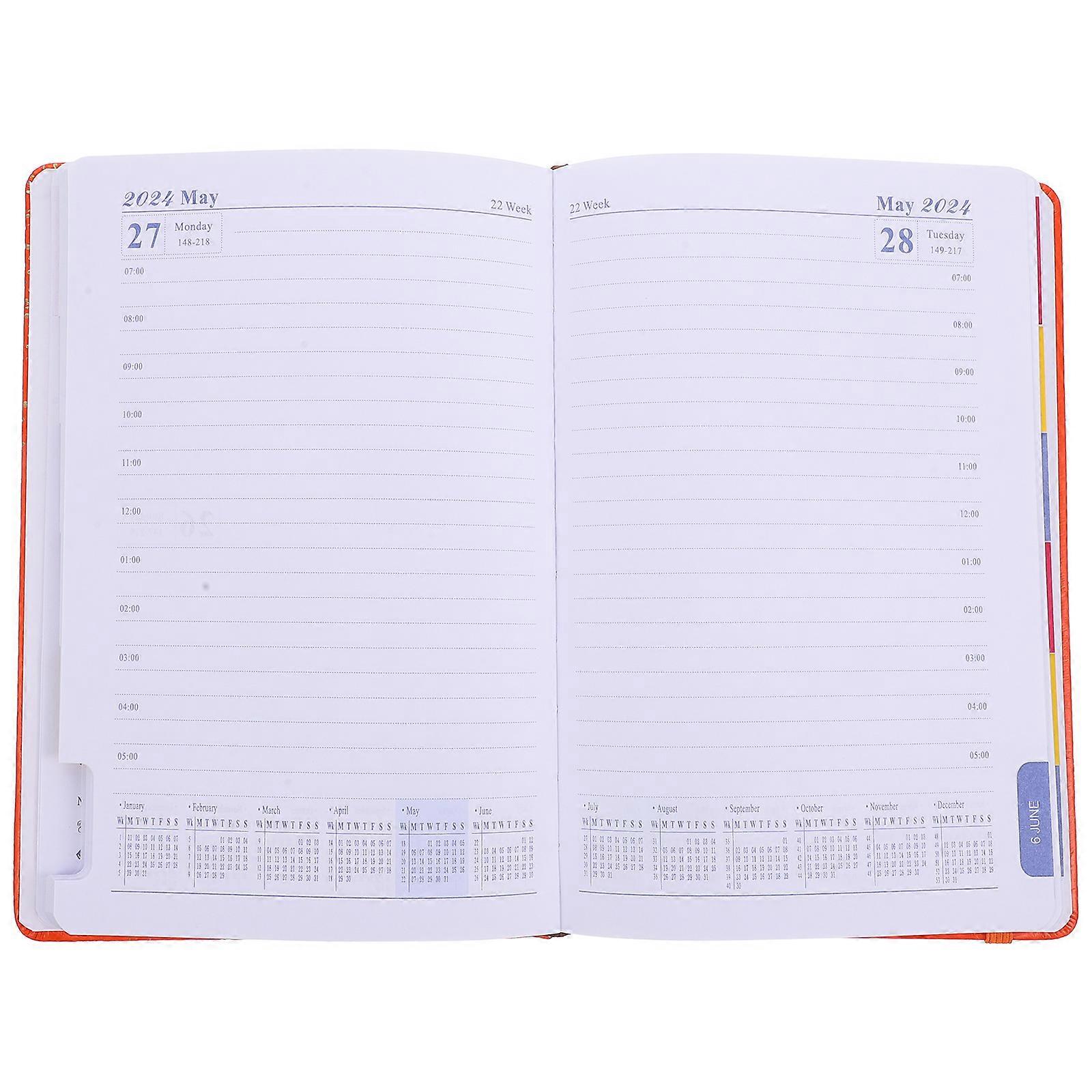 2Pcs Date Notepad Weekly Plan Pad for Work Planning Orange Paper