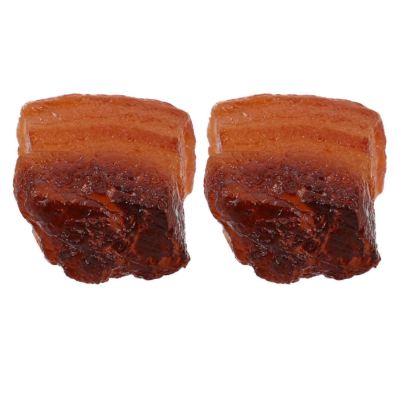 Simulated Red-Cooked Pork Model for Decor 2Pcs Creative Braised Pork Photography Props