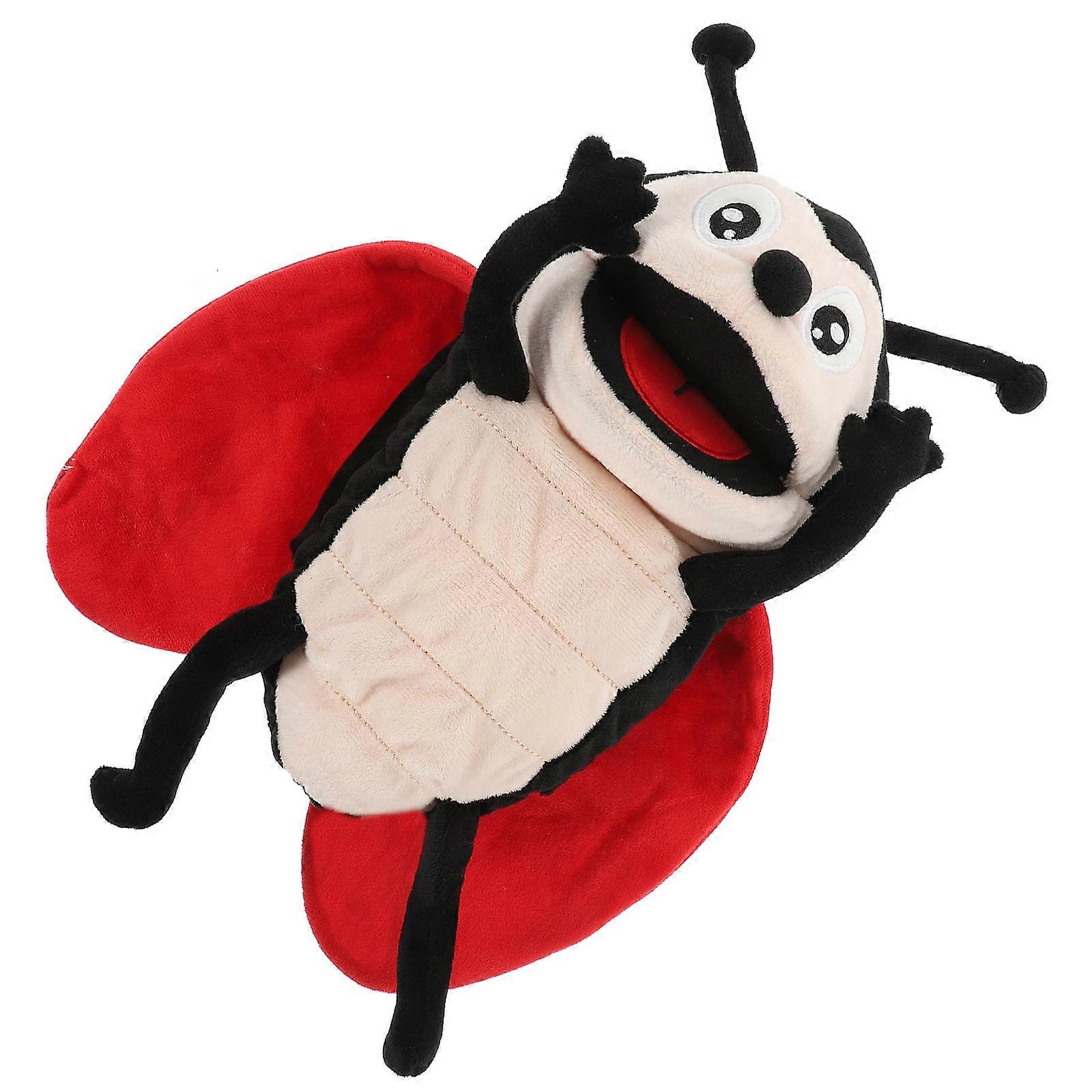 Cartoon Ladybug Hand Puppet for Early Education 2Pcs Plush Toy