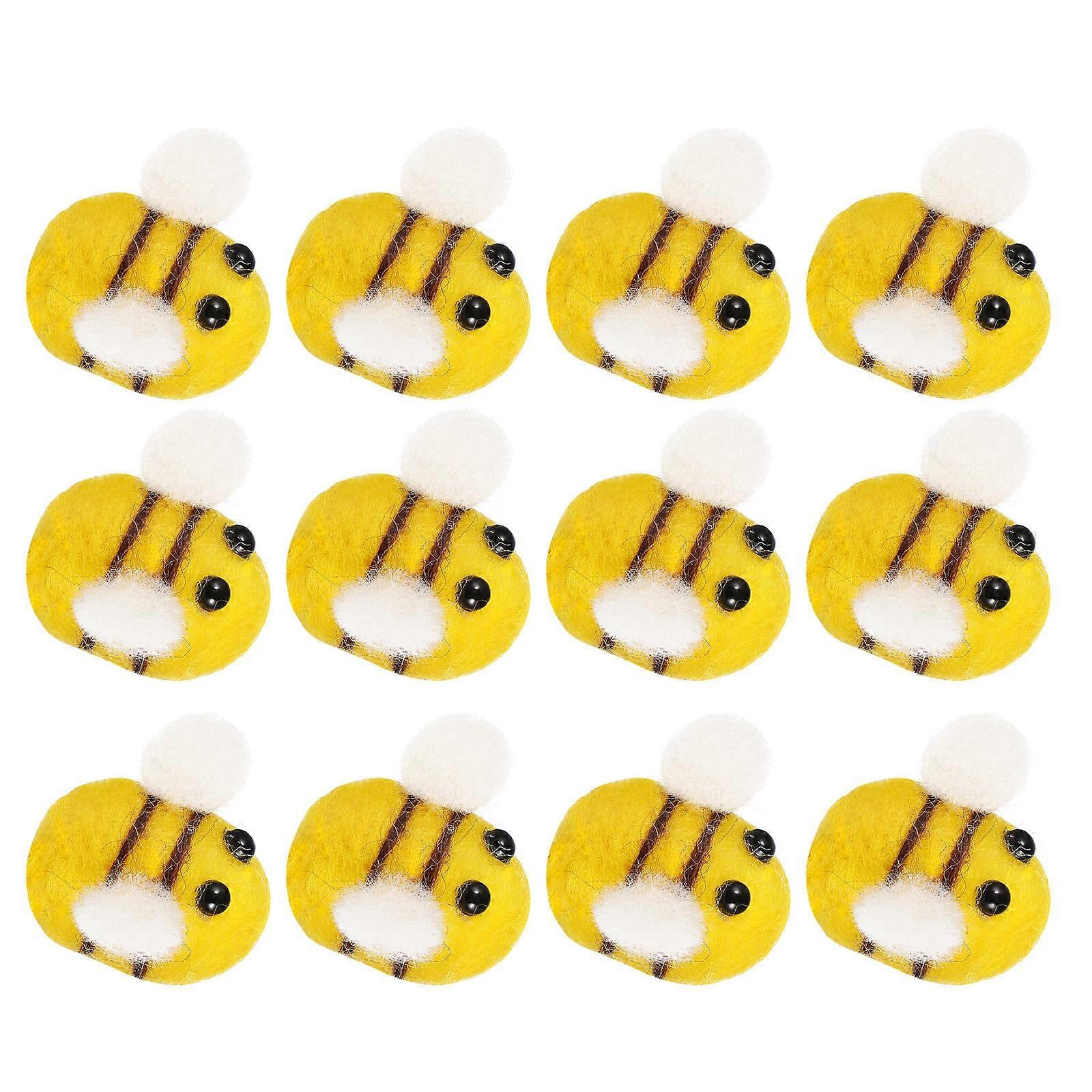 Bee Decorations Wool Felt 24Pcs Ideal For Clothes Hairclip Themes DIY Crafts Mini Size Yellow