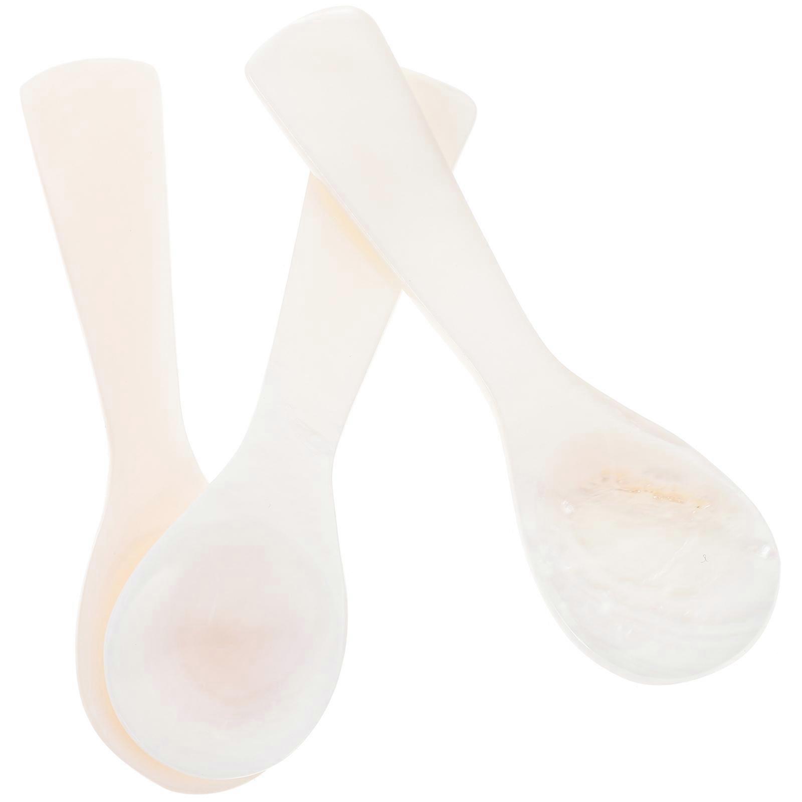 3Pcs White Shell Spoon Multi-Use Spoon Set For Coffee Time And Dessert Serving With 7Cm Size