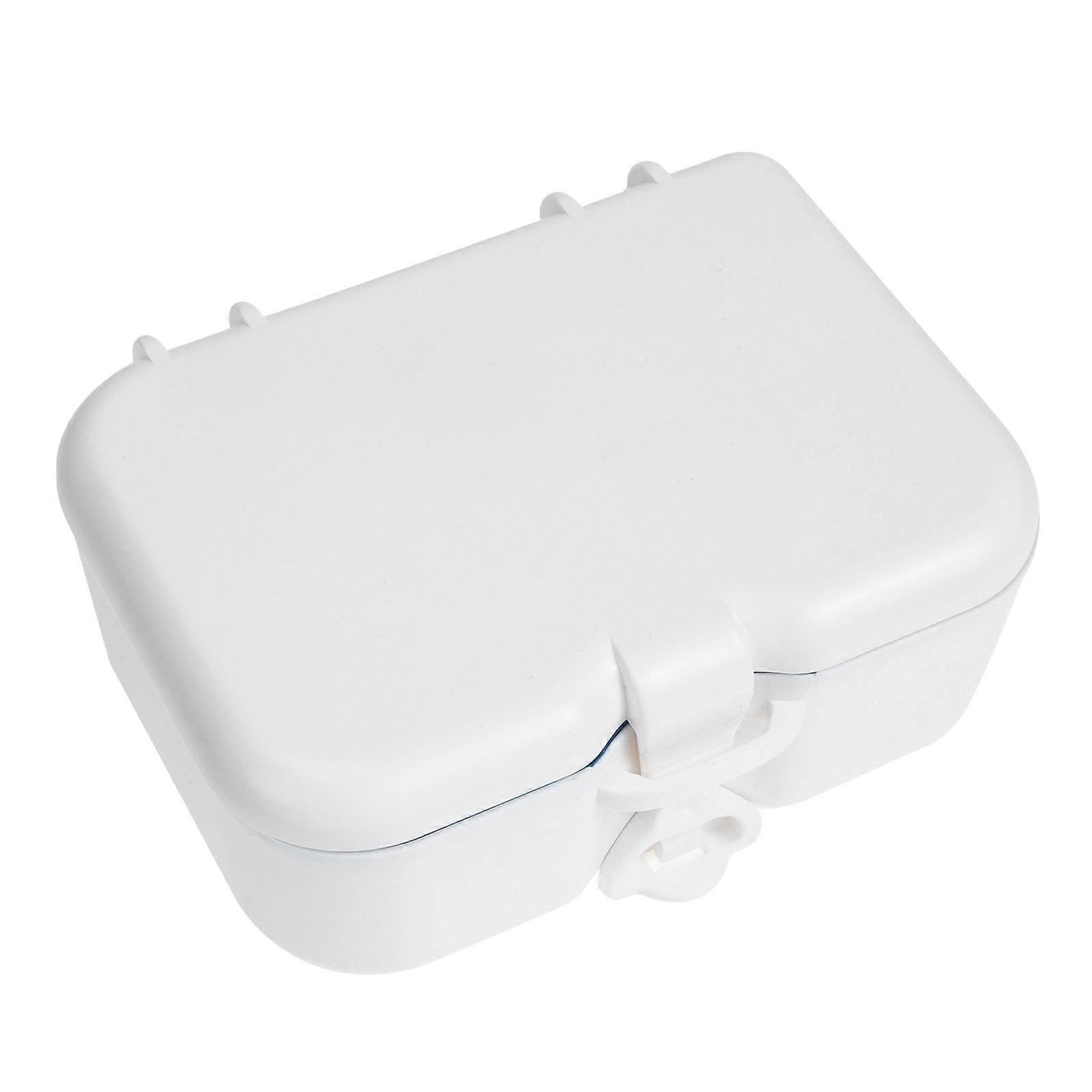 Denture False Teeth Storage Box with Mirror and Brush 4Pcs Set