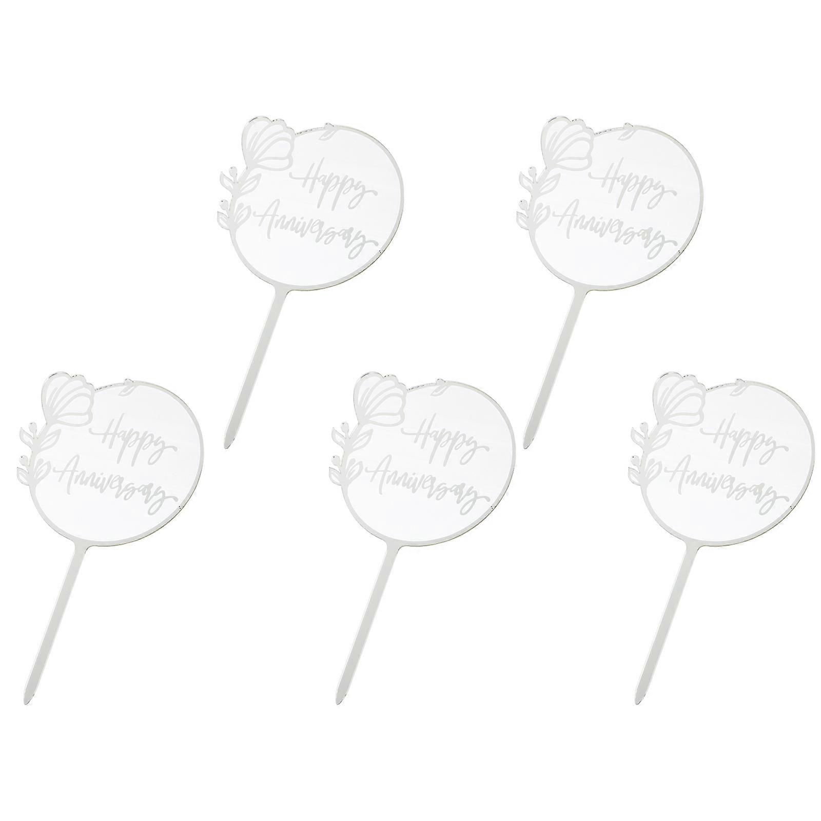 Wedding Cake Topper Acrylic Decorative Cake Inserts for 5Pcs Anniversary