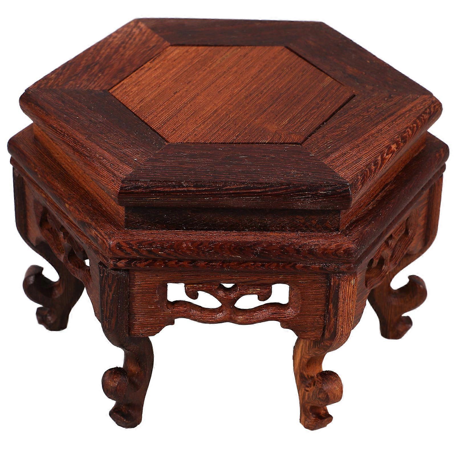 Flowerpot Storage Rack Wooden Flowerpot Stand Indoor Display Support Hexagonal Shape Crafts Display Rack 2Pack