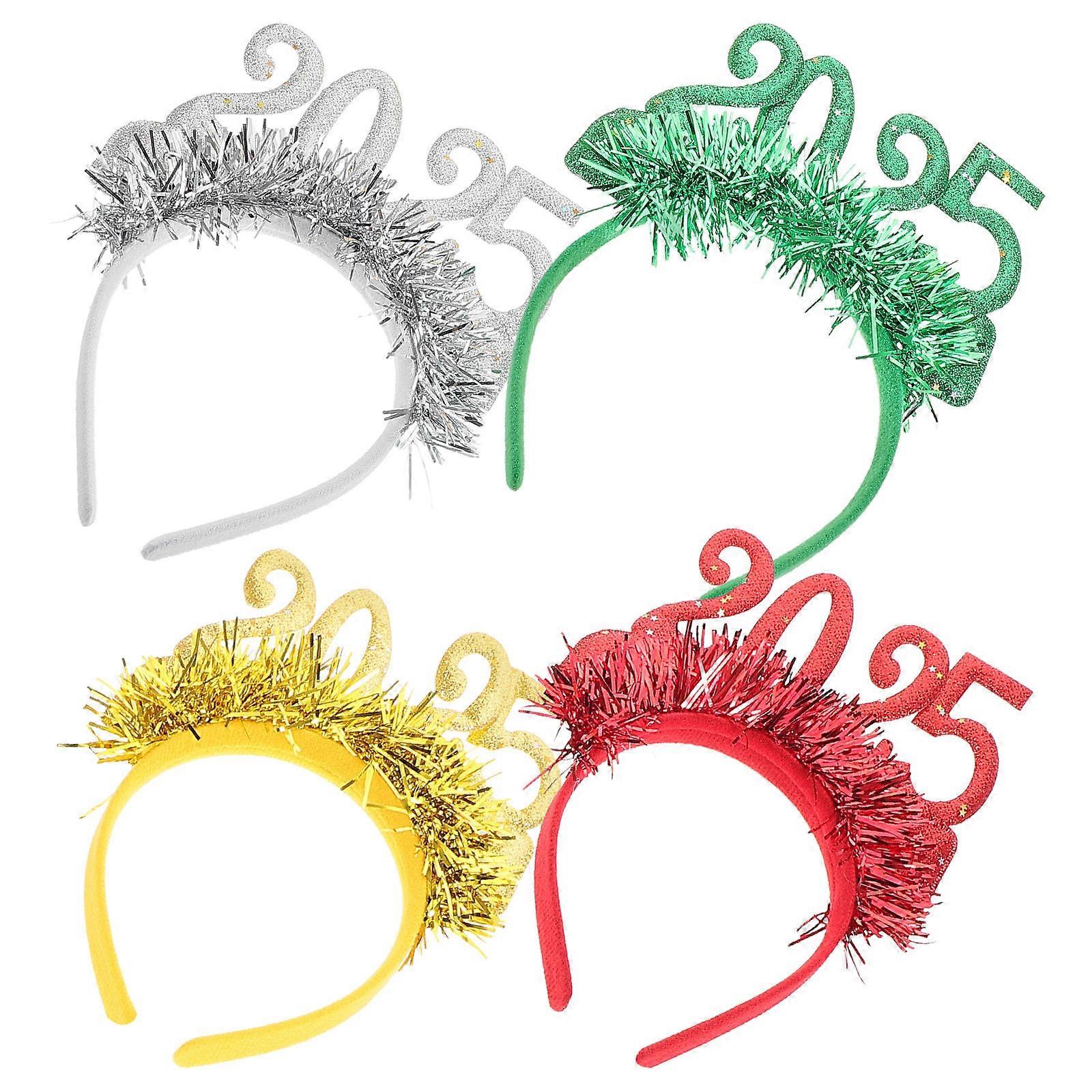 Happy New Years Headband 8 Pcs Unique Design Festival Event Accessory Multi Color 2025