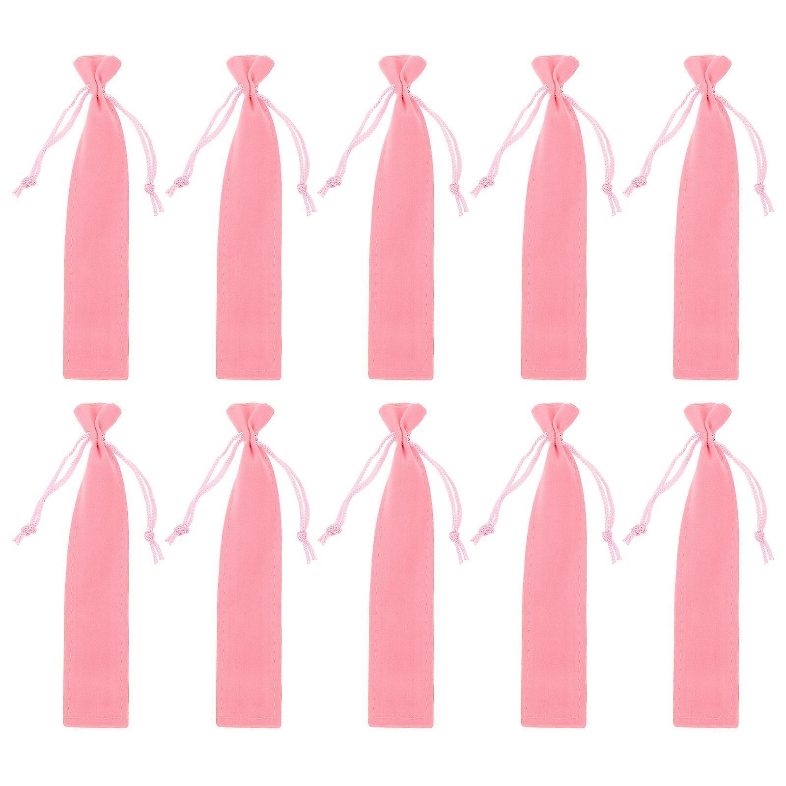 Pink Drawstring Pen Bags for Storage 60Pcs Durable Lint Material Pen Pouches