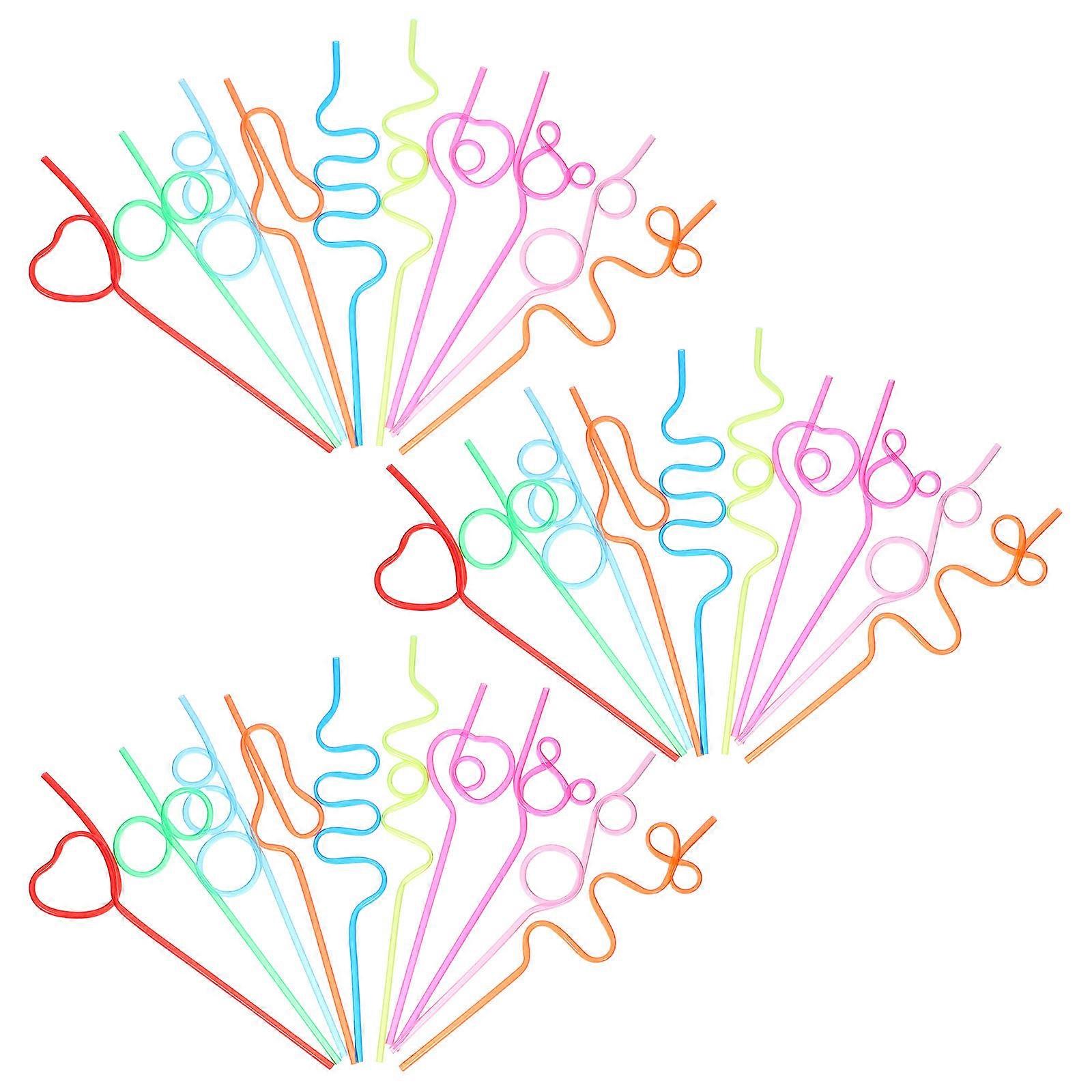 30 Pcs Fish Shape Drinking Straws For Children Summer Party Assorted Color Reusable Accessories